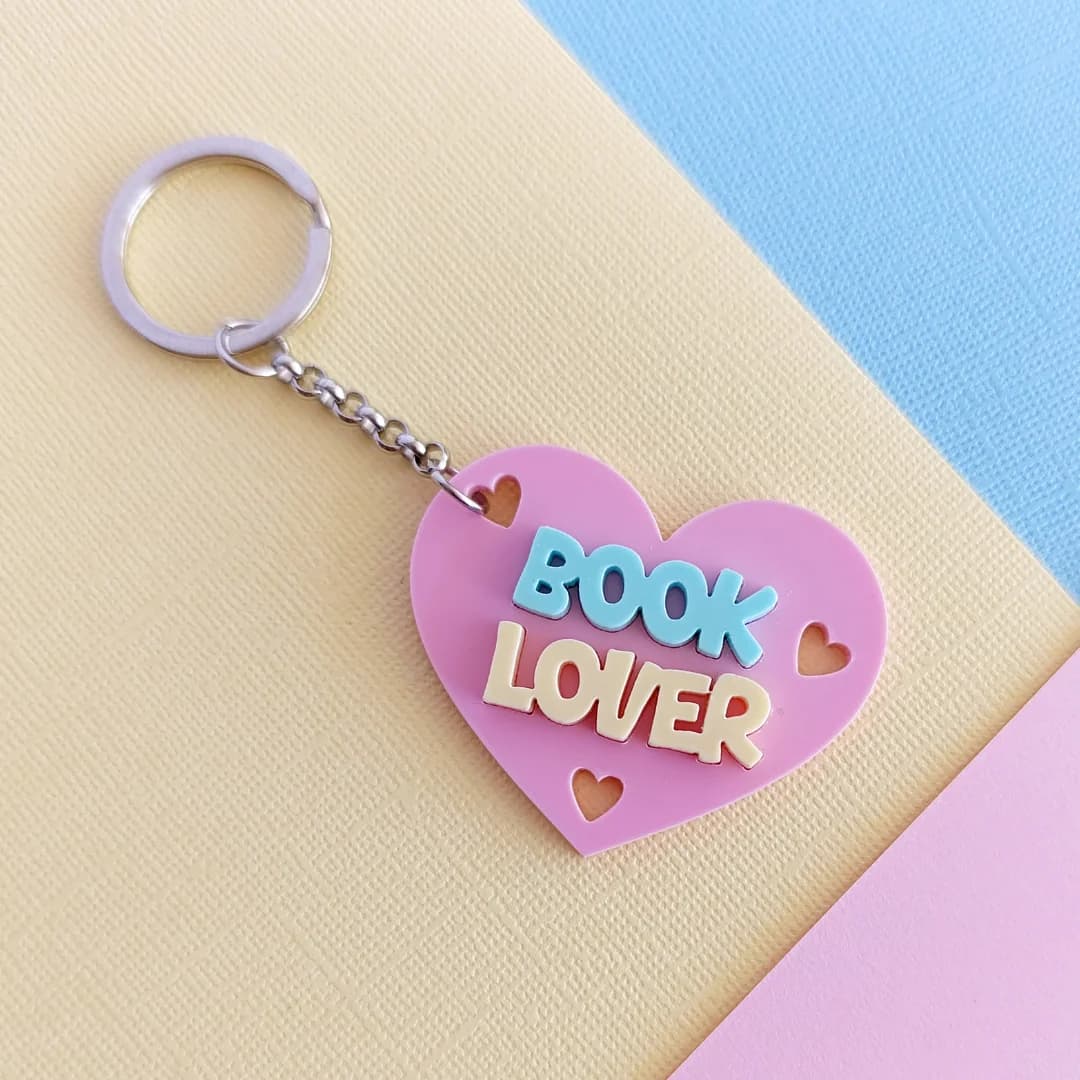 "Book Lover" Acrylic Keyring