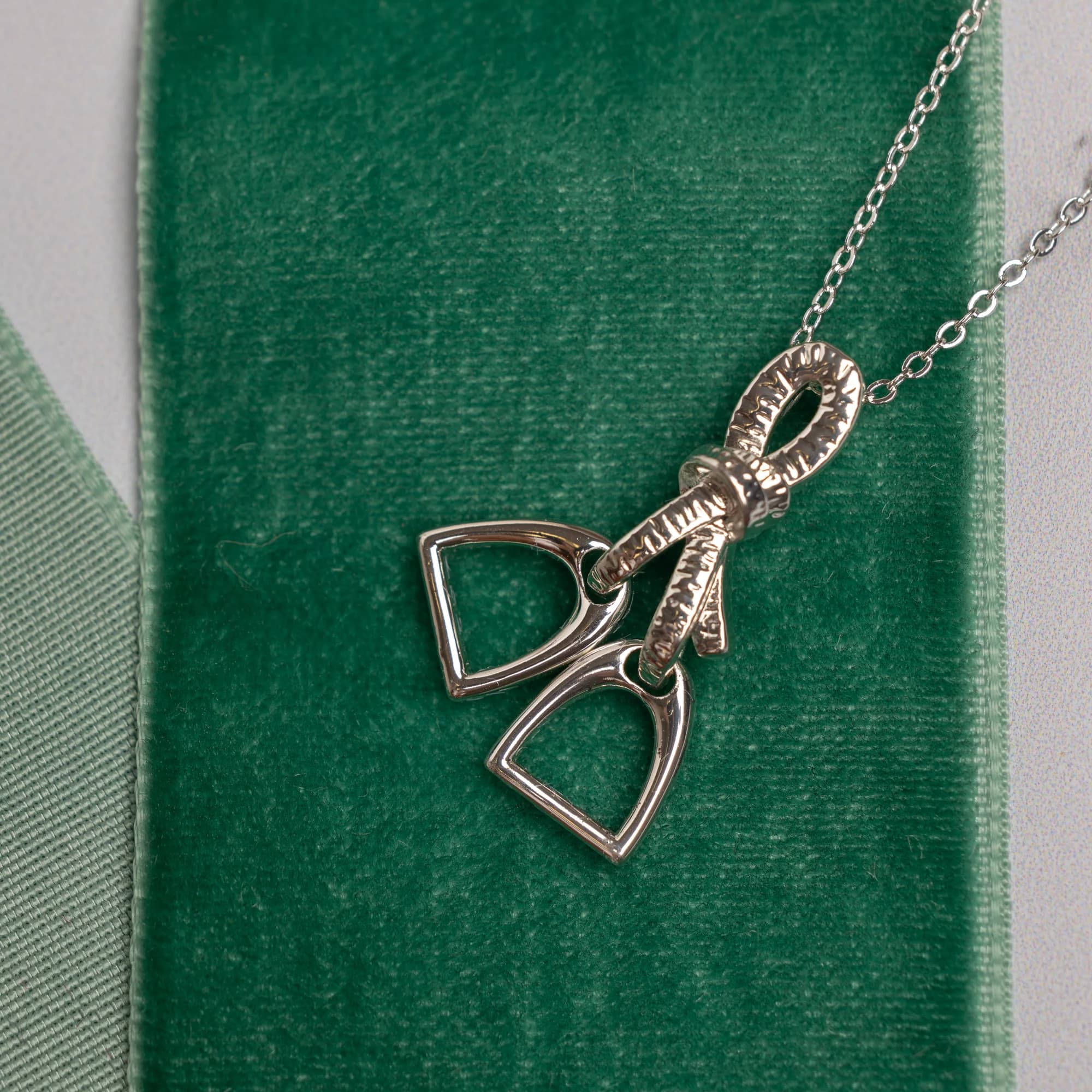 Silver Equestrian Stirrups Necklace
