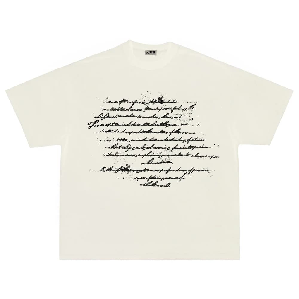 8SNSE Cream Script T-Shirt