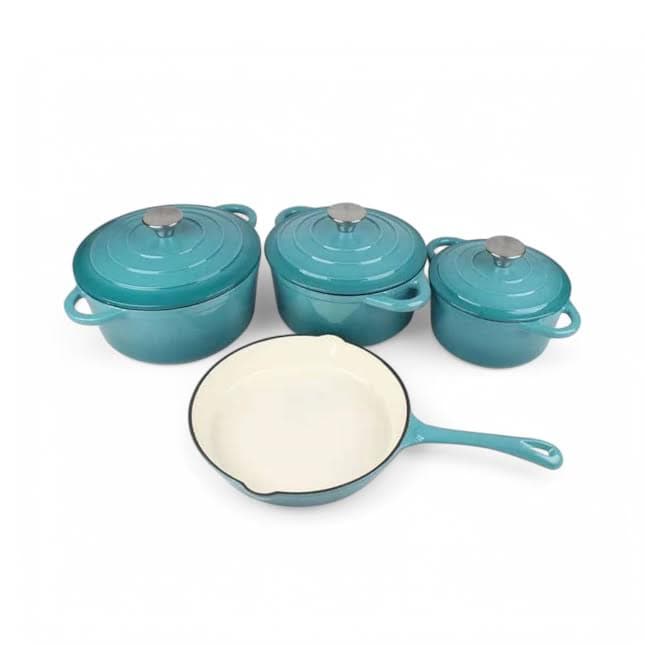 The Culinarium 7 Piece Cast Iron Cookware Set Light Blue