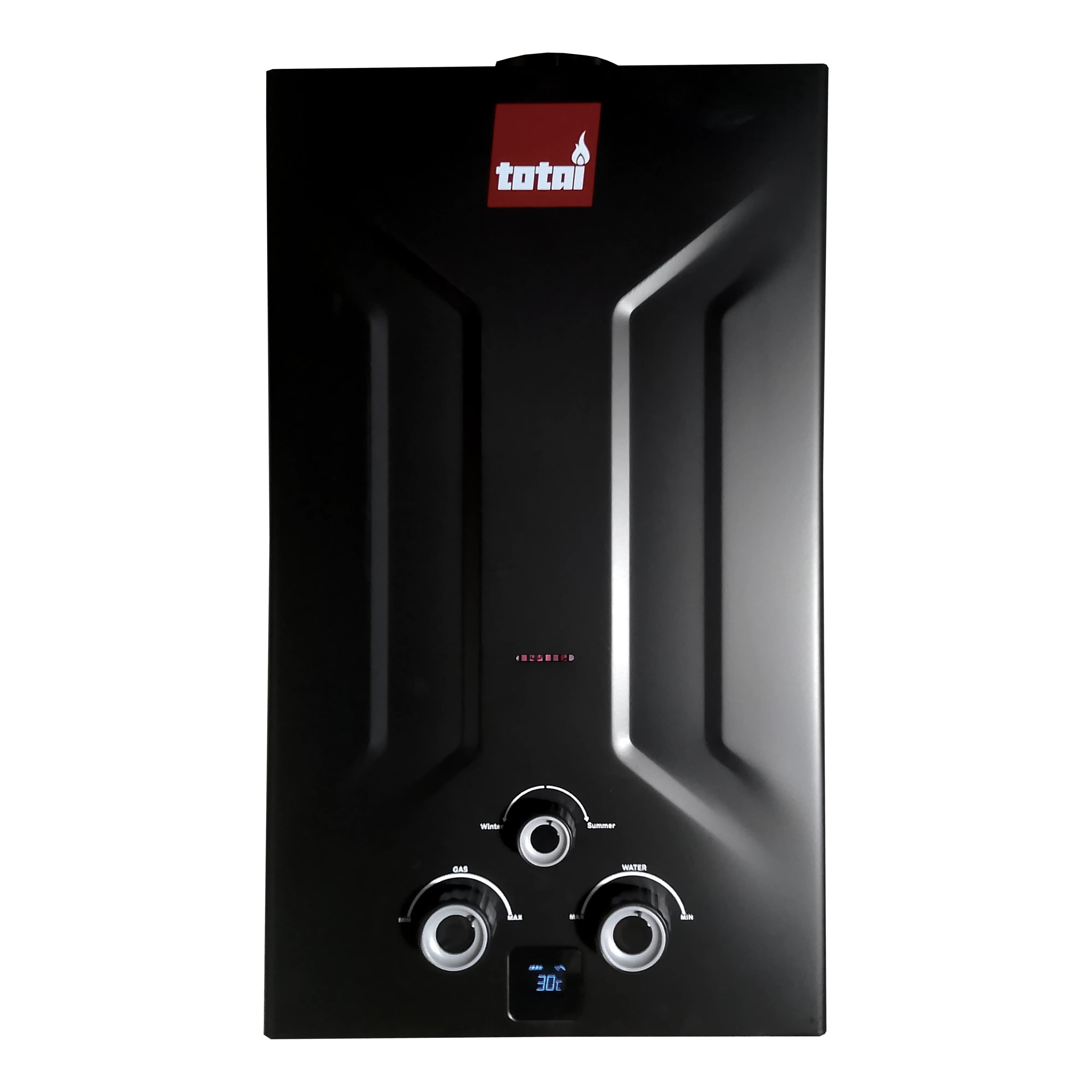Totai 12L Battery Ignition Gas Geyser Black
