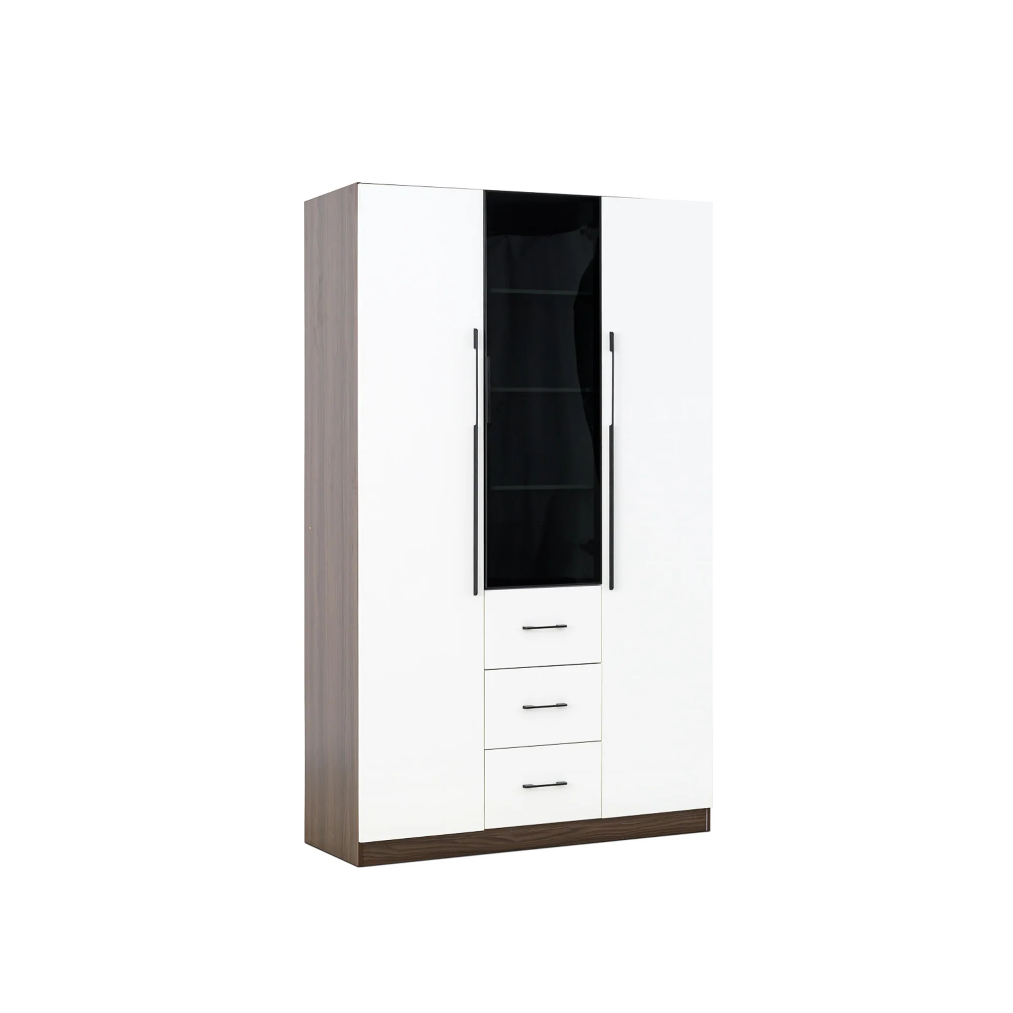 3 Door Wardrobe White Wood Grain