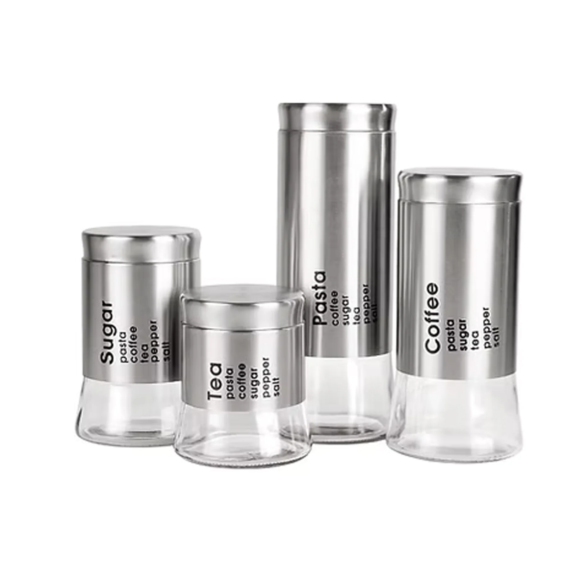 CH 4 Piece Canister Set with Writing Silver