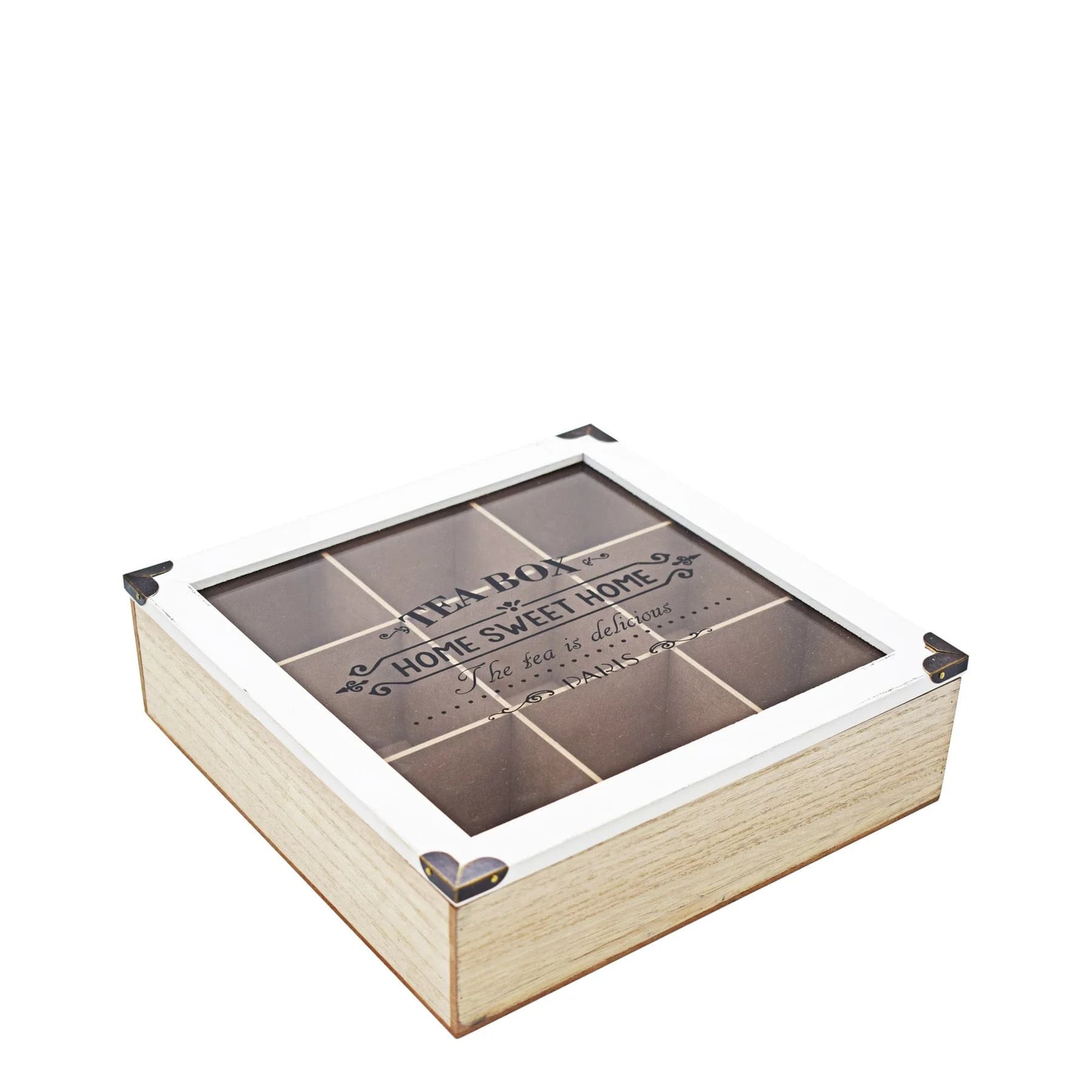 Nu Pine 24cm Wooden Tea Box - White & Oak