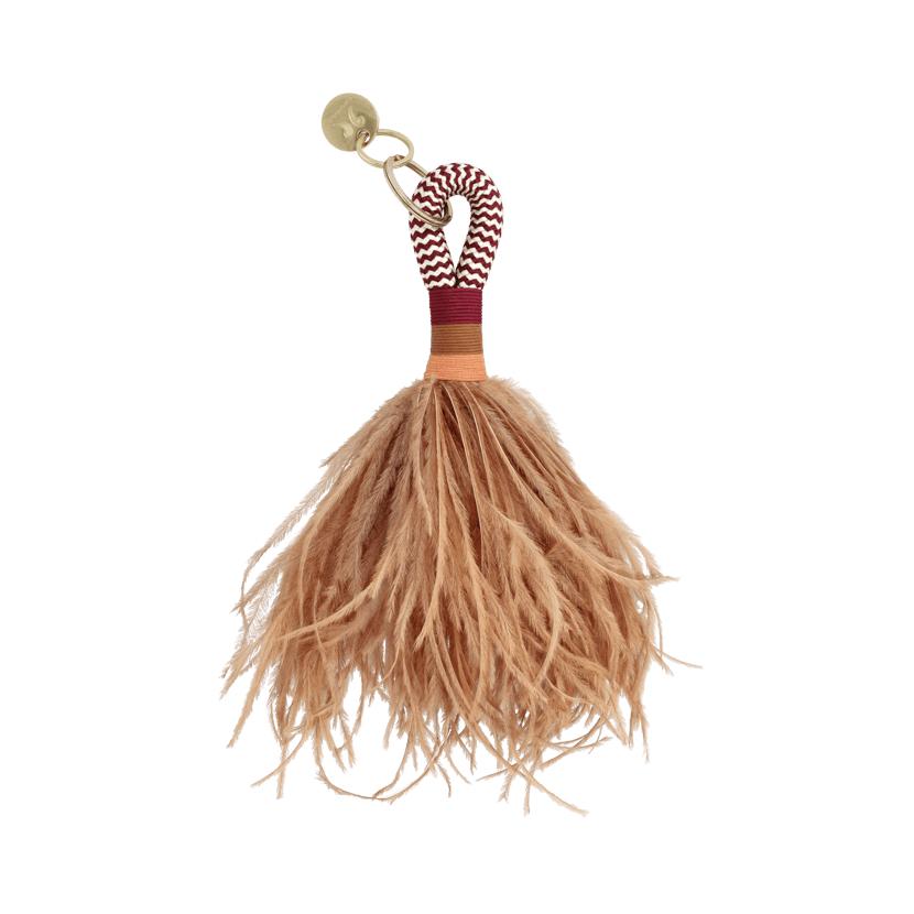 Feather Keyring | Autumn on Burgundy Chevron