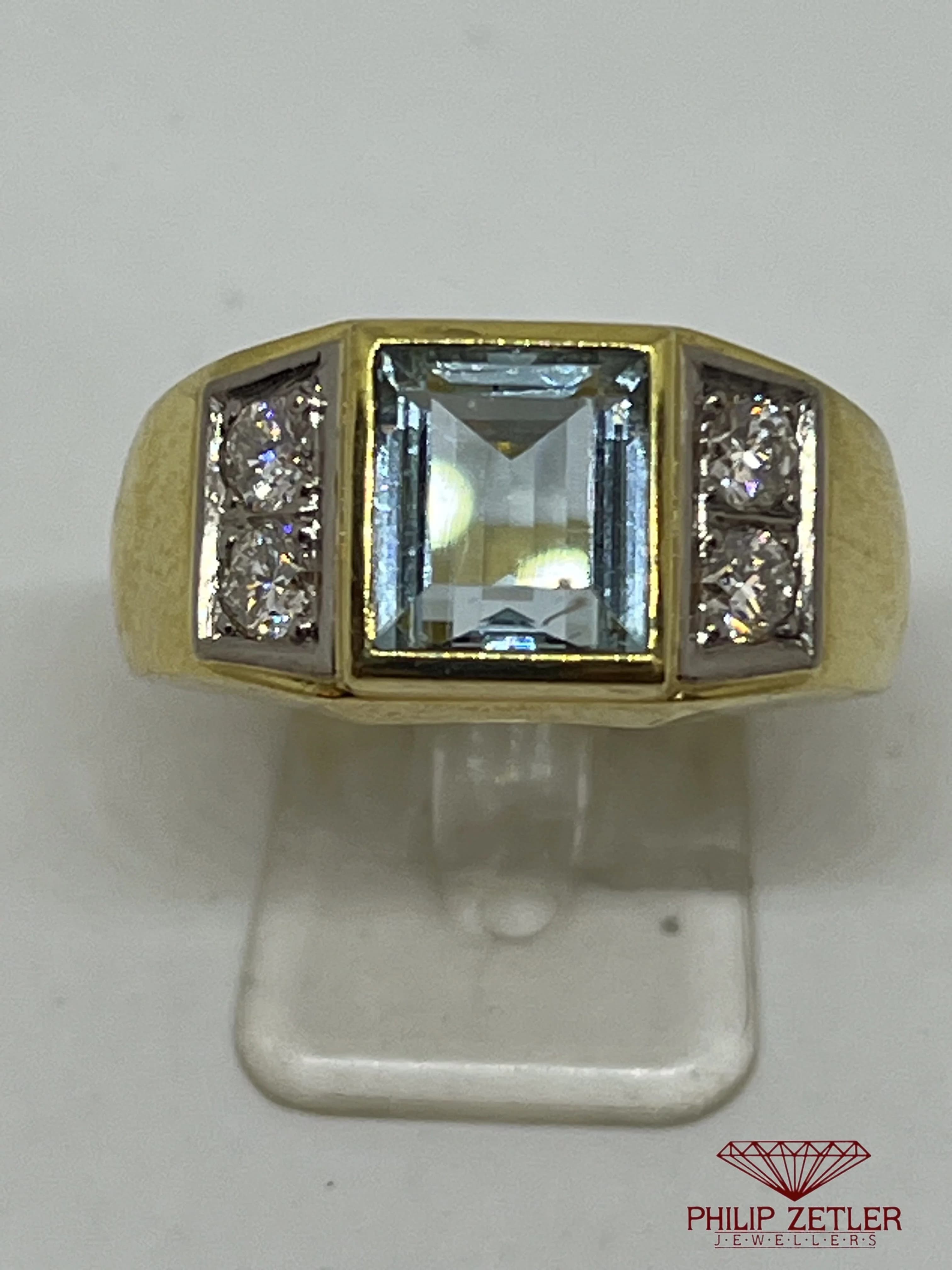 18 ct Aquamarine and Diamond cocktail Ring