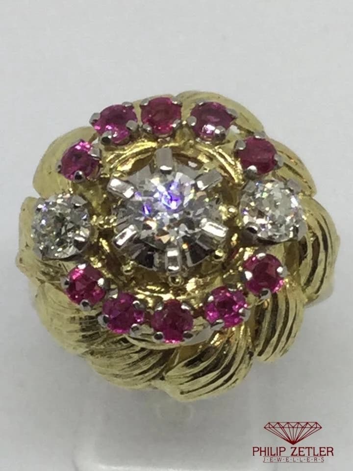 18 ct Diamond & Ruby Antique Dress Ring