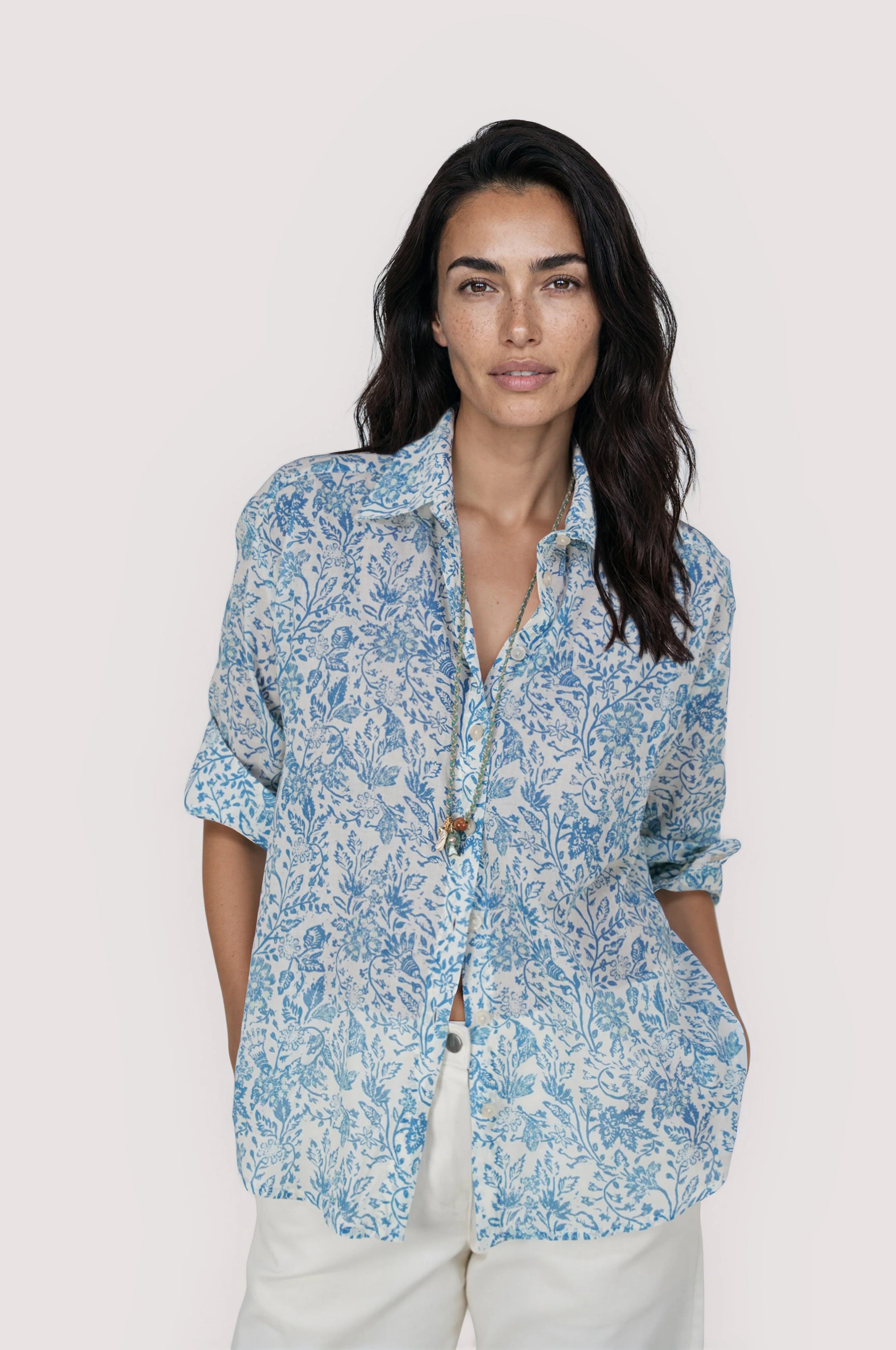 Blue Floral Oversize Shirt