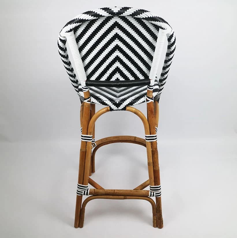 Rattan Thick & Synthetic Counter Chair Black & White
