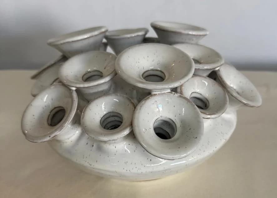Multi-Hole White Ceramic Vase