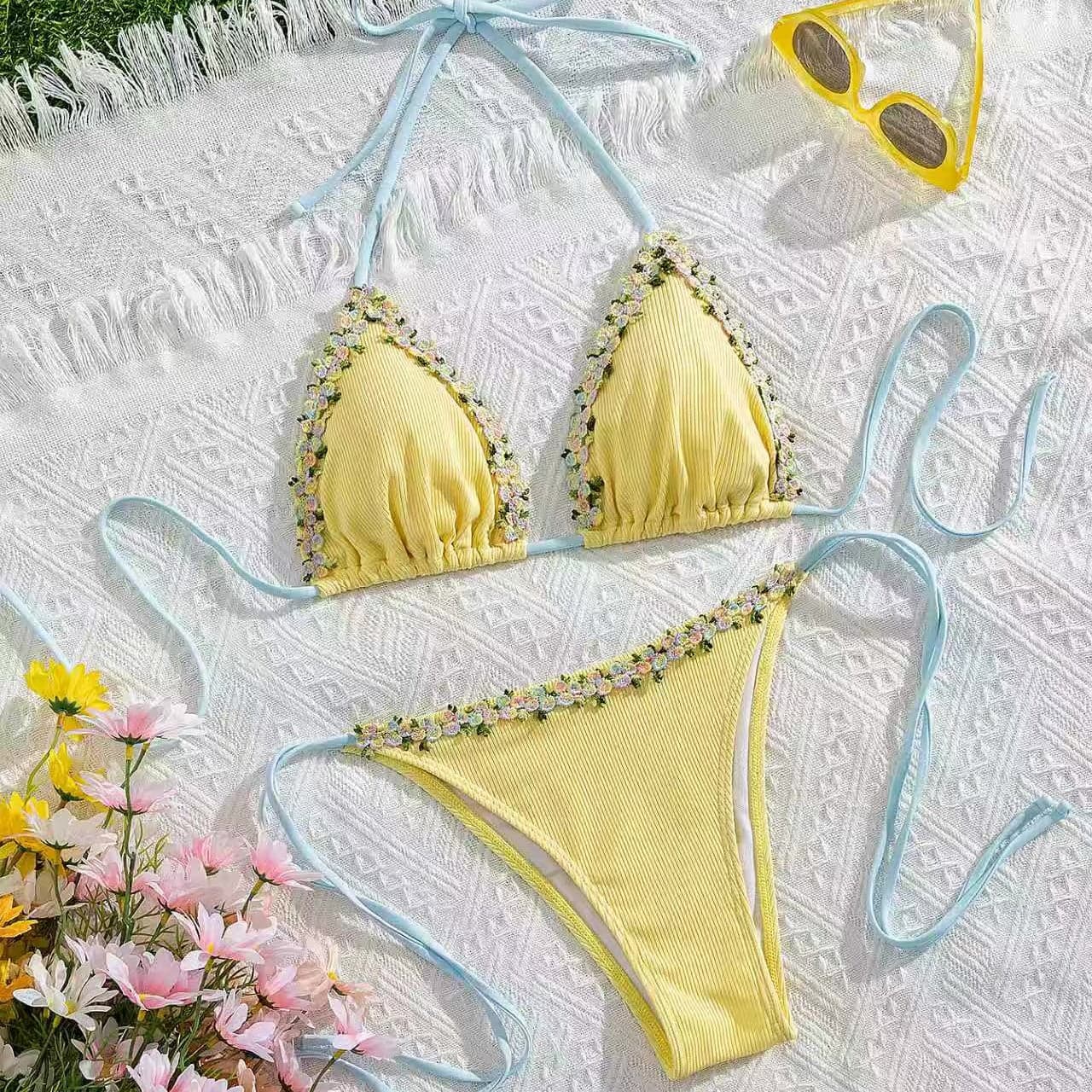 Floral Jacquard Bikini Set