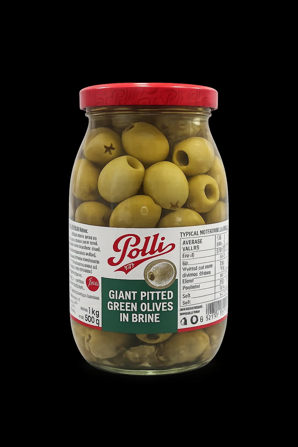 Polli | Giant Pitted Green Olives 1KG