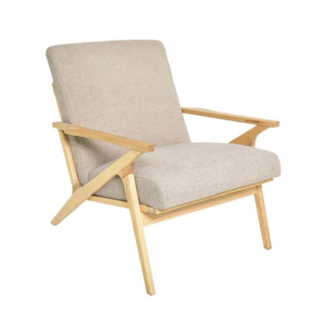 Clair Wooden Occasional Chair Danish Wool - Beige | Light Grey