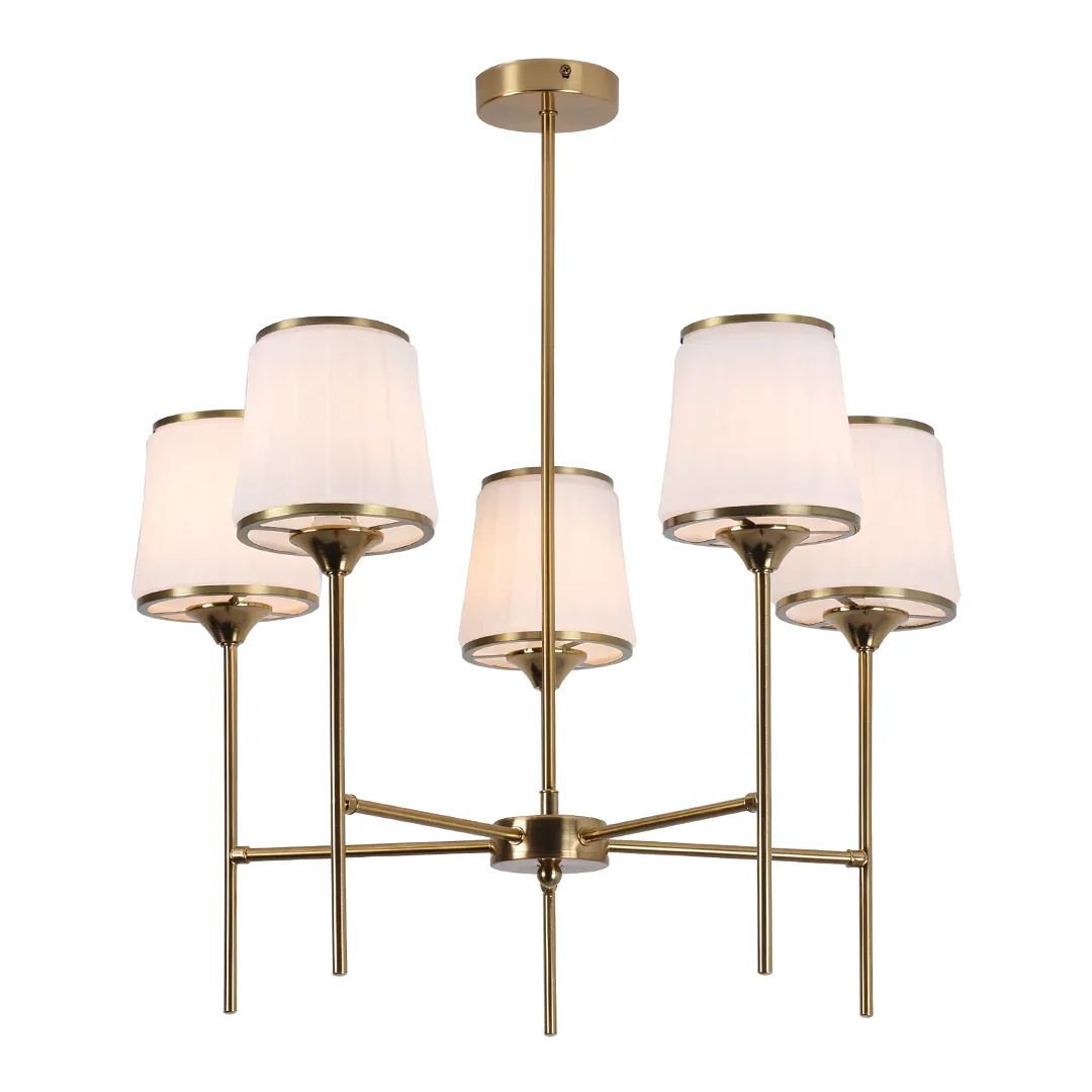 Astoria Brass Metal and White Glass Chandelier
