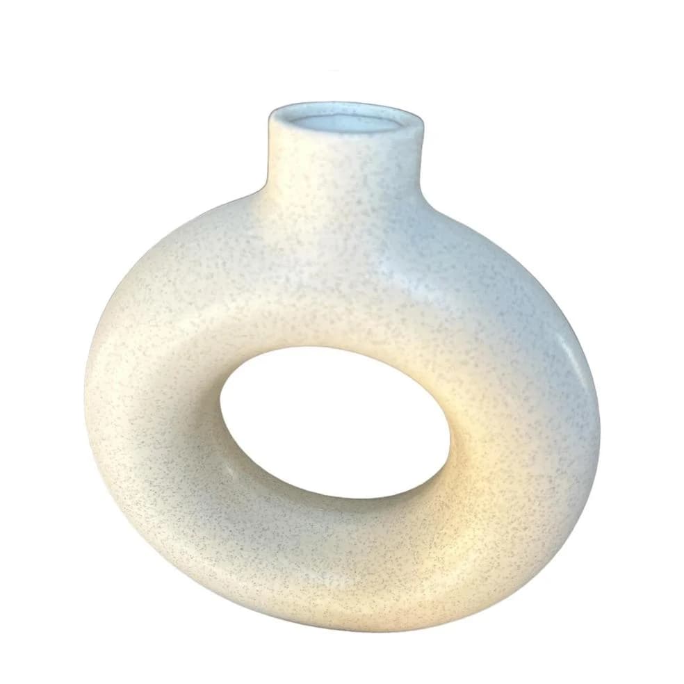 Hollow Doughnut Shape Ceramic Vase White Medium | Large