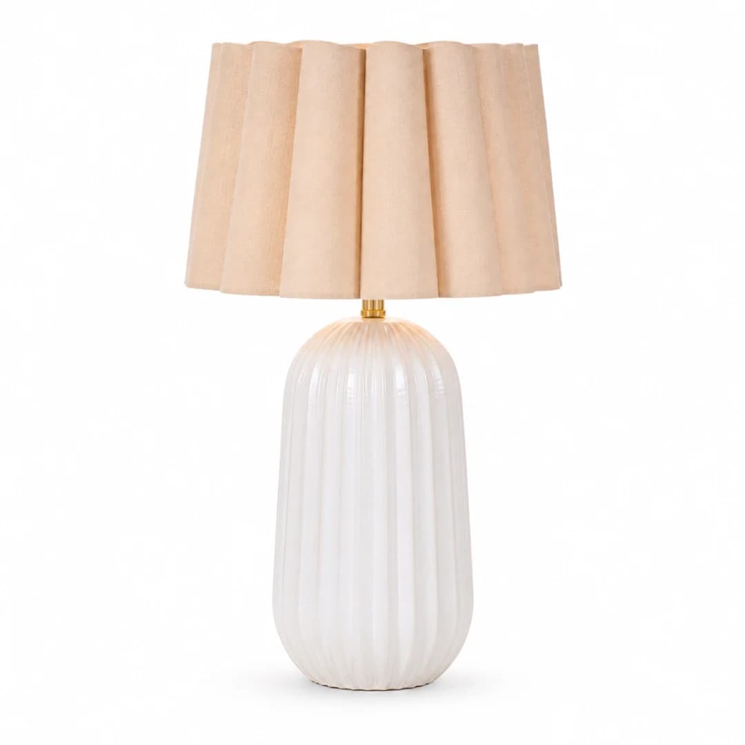 Pepino Ceramic Lamp - Natural Scallop | Linen Shade
