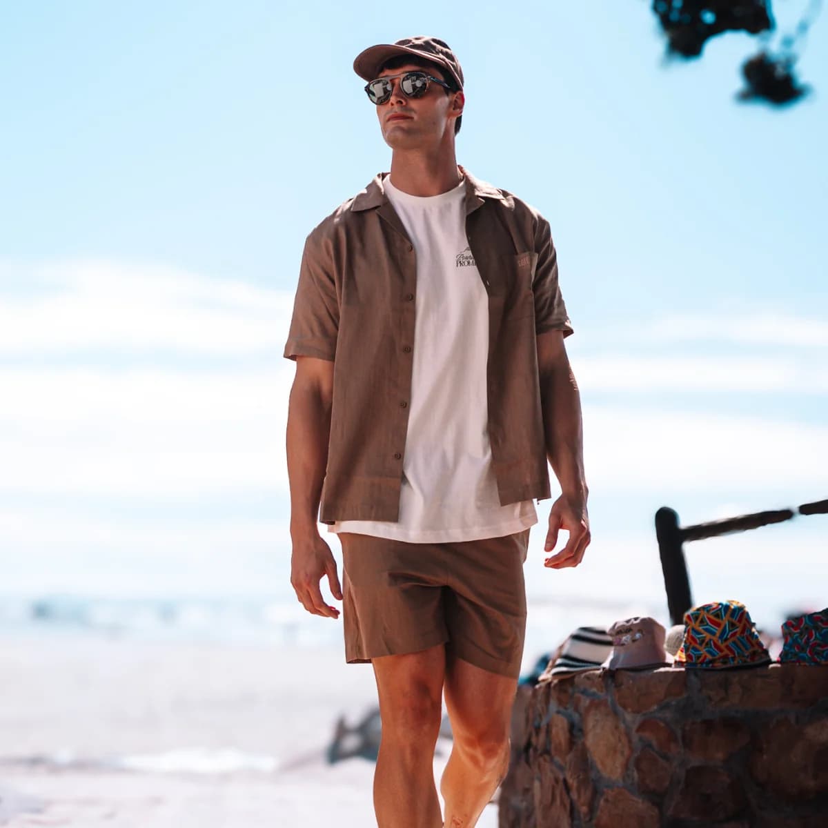 Mens Pull on Shorts / Stone