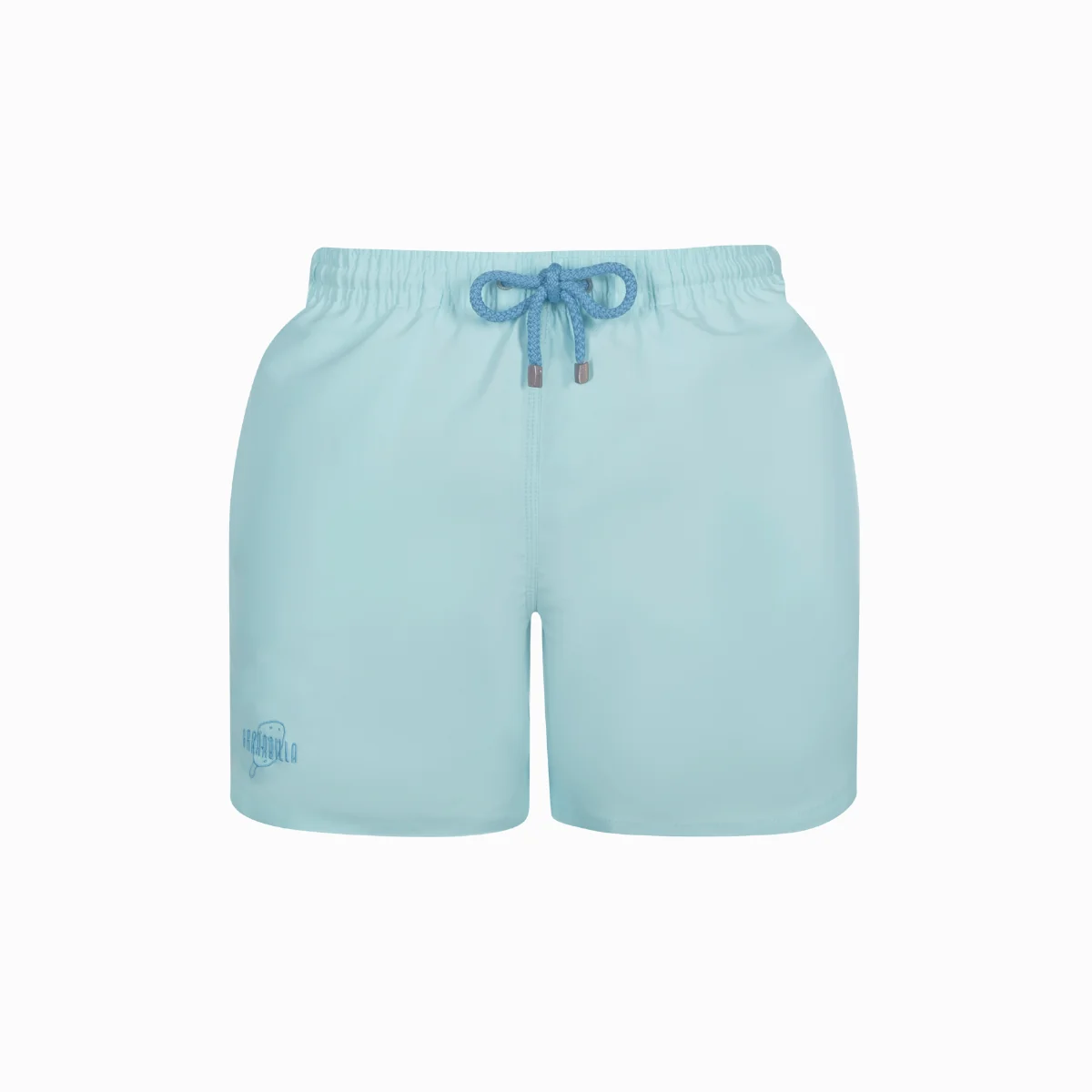 Mid-length Swim Shorts | Plain Embroidery / Blue