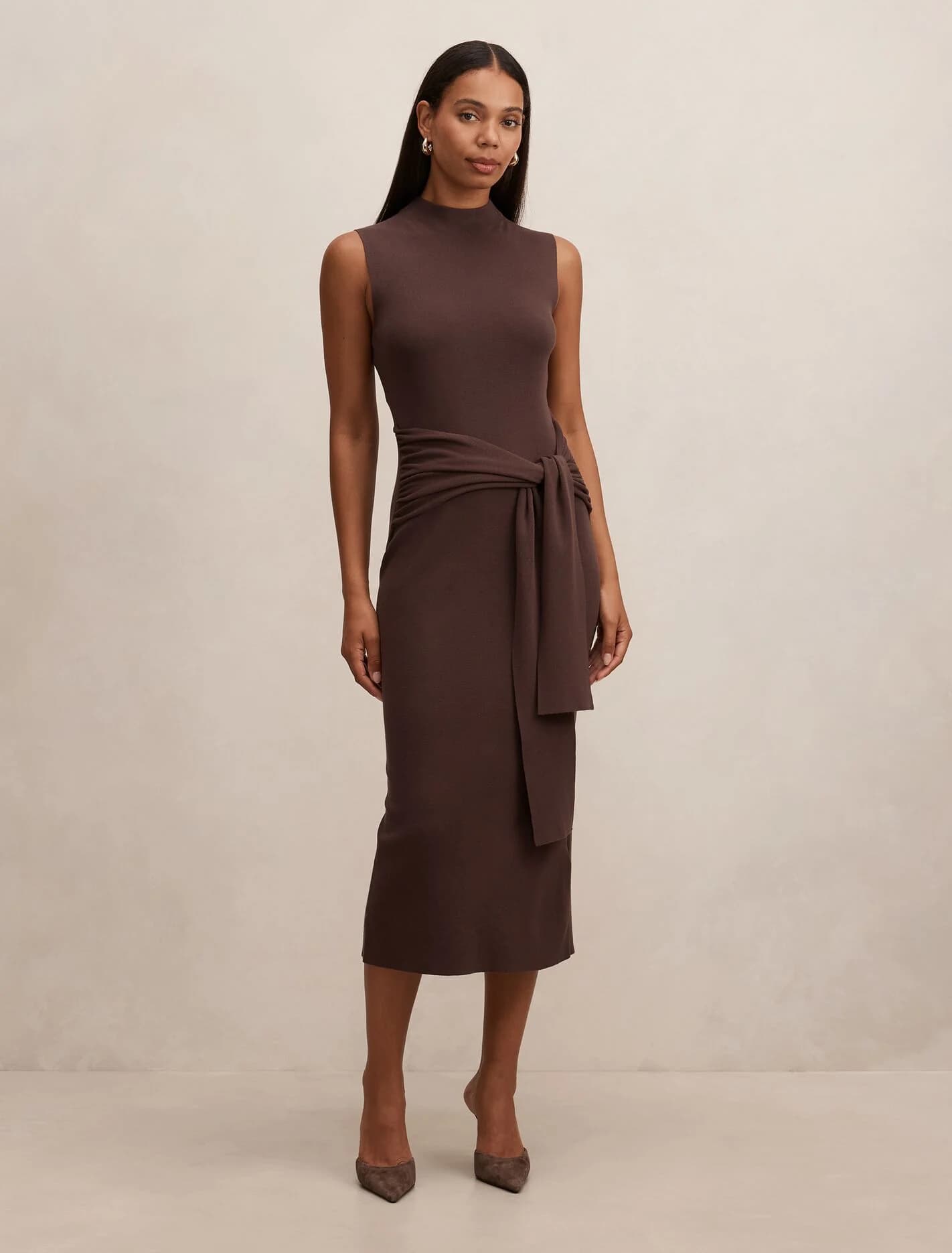 Margot Wrap Detail Knit Midi Dress