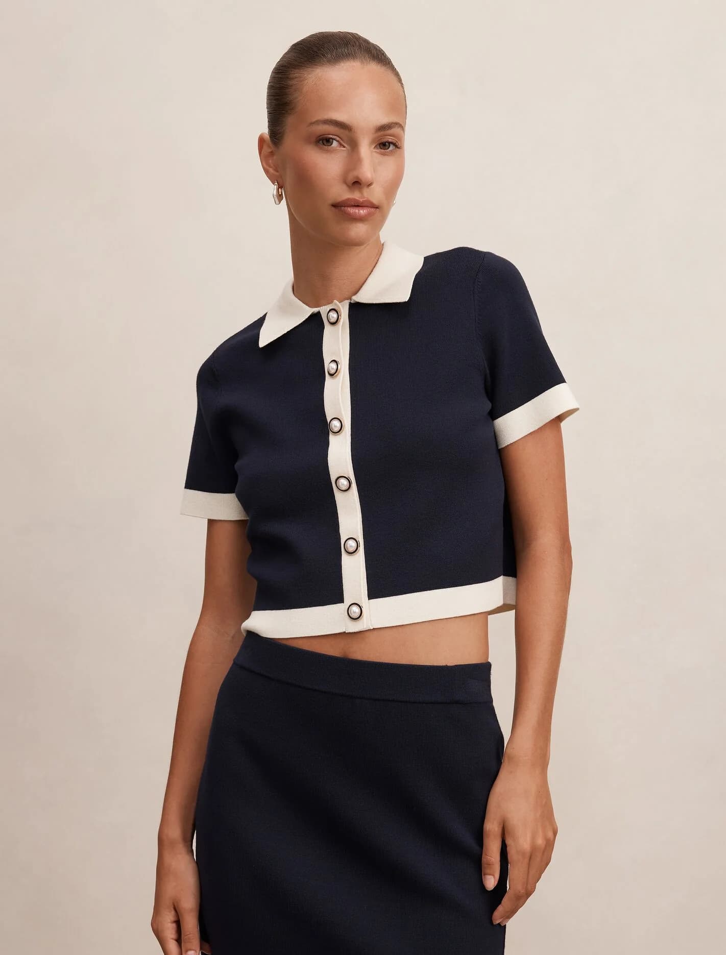 Farah Knitted Button Through T-shirt