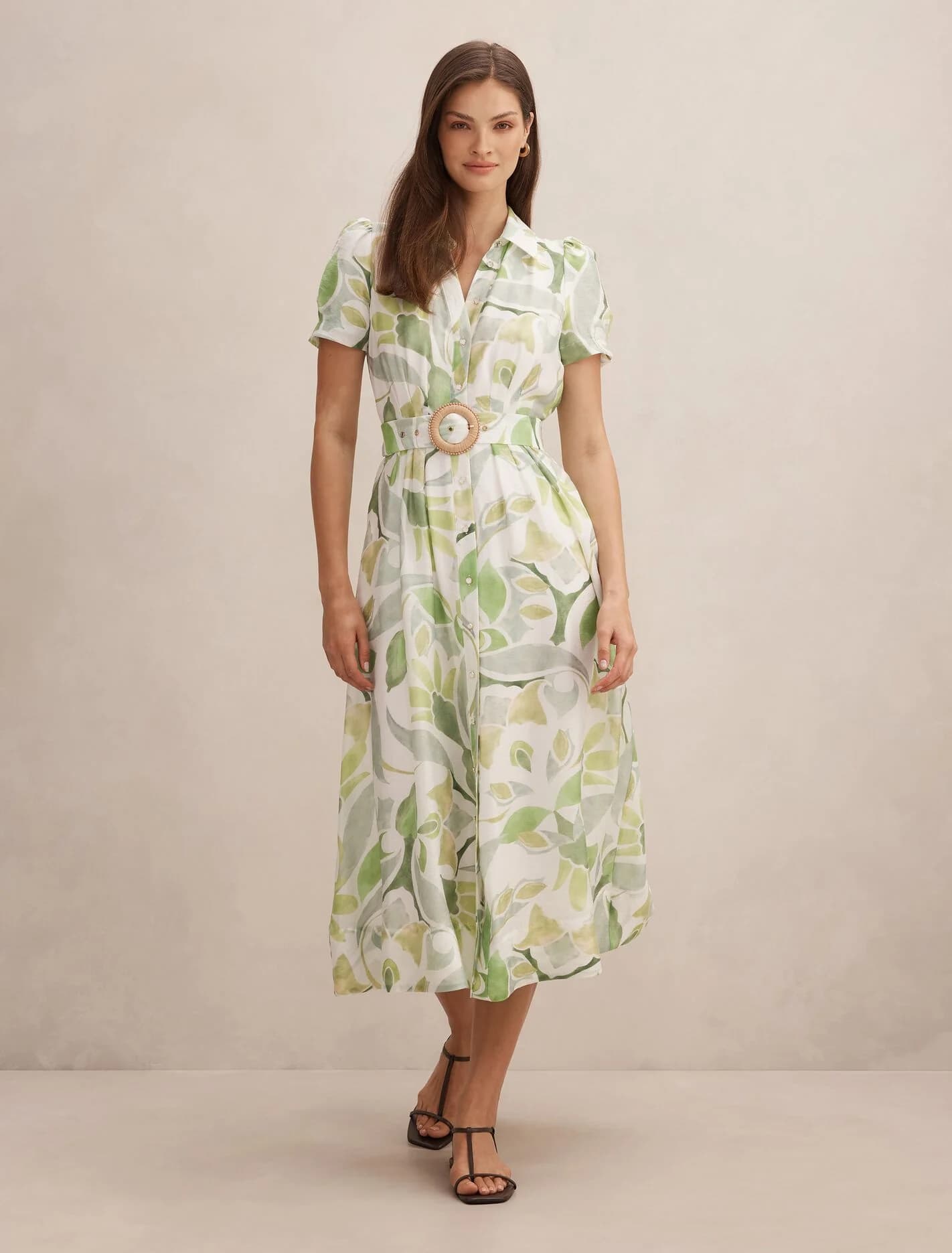 Avery Short Sleeve Seam Detail Midi Dress