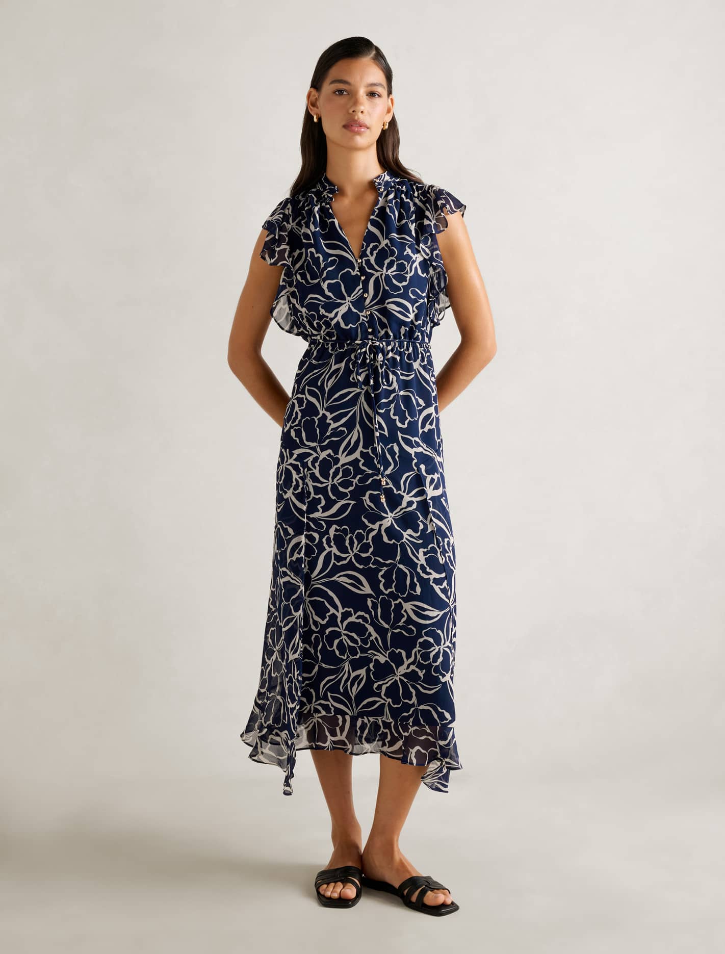 Maxwell Flutter Sleeve Midi Dress
