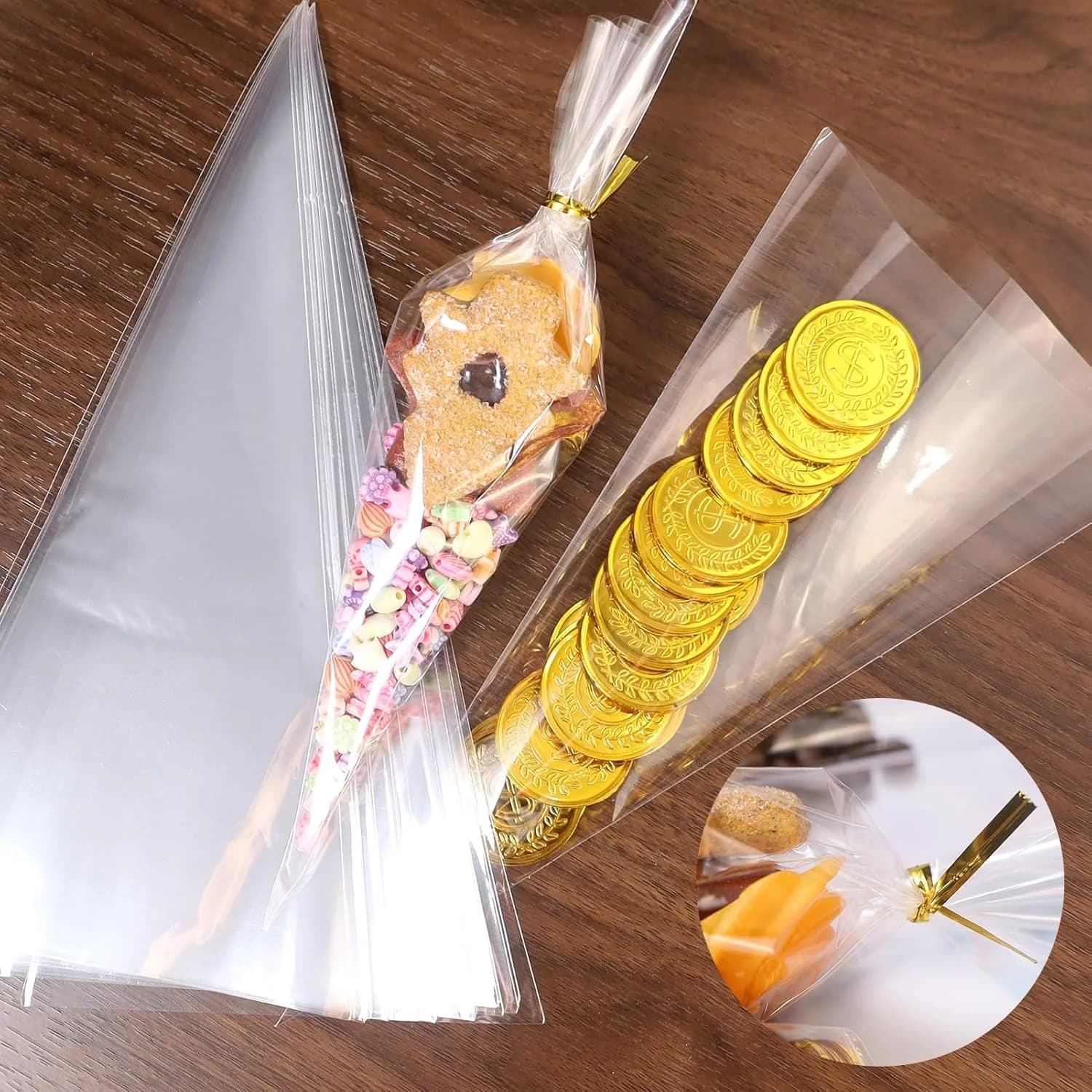 Plastic Piping Cone Bags Transparent 100pack