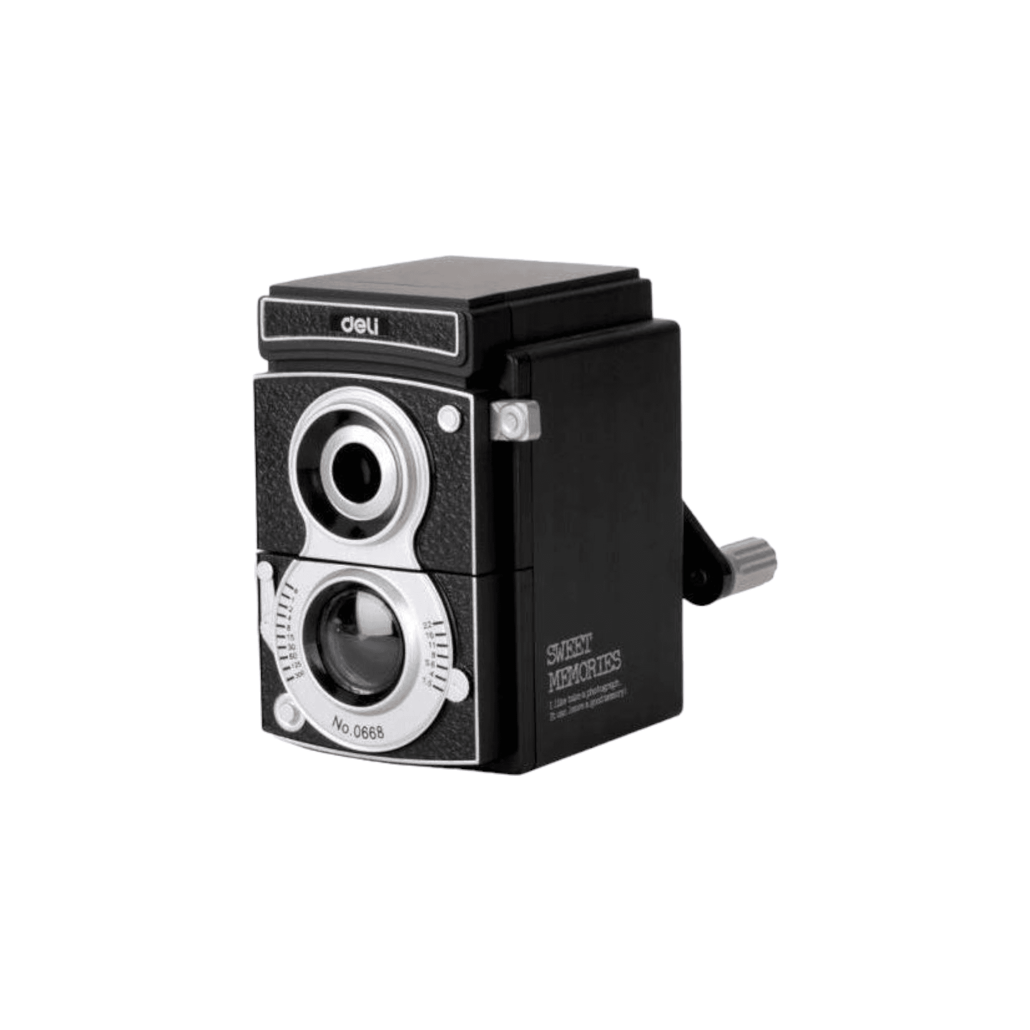 Deli Retro Sharpener- Mechencial Hand Rotary Sharpener Vintage Camera Style
