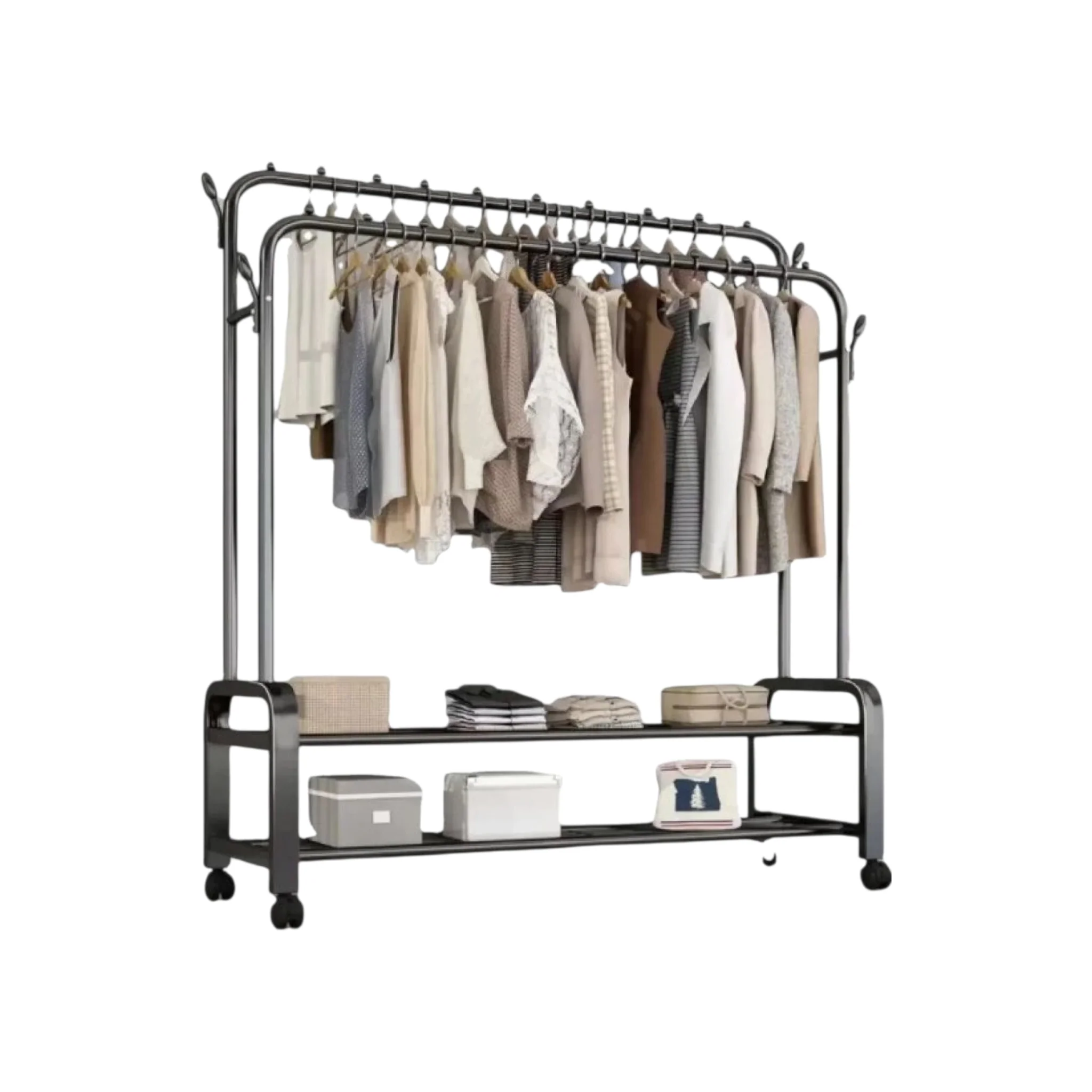 Boutique Metal Cloth Hanger Floor Garment Rack  - Retail Rail Clothing Display Rack Carbon Steel Free Standing