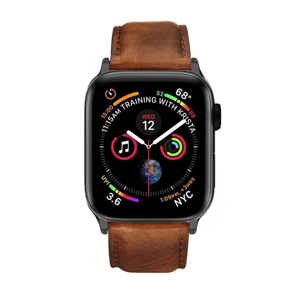 Traditional Italian Leather Straps for Black Apple Watch (All Sizes)