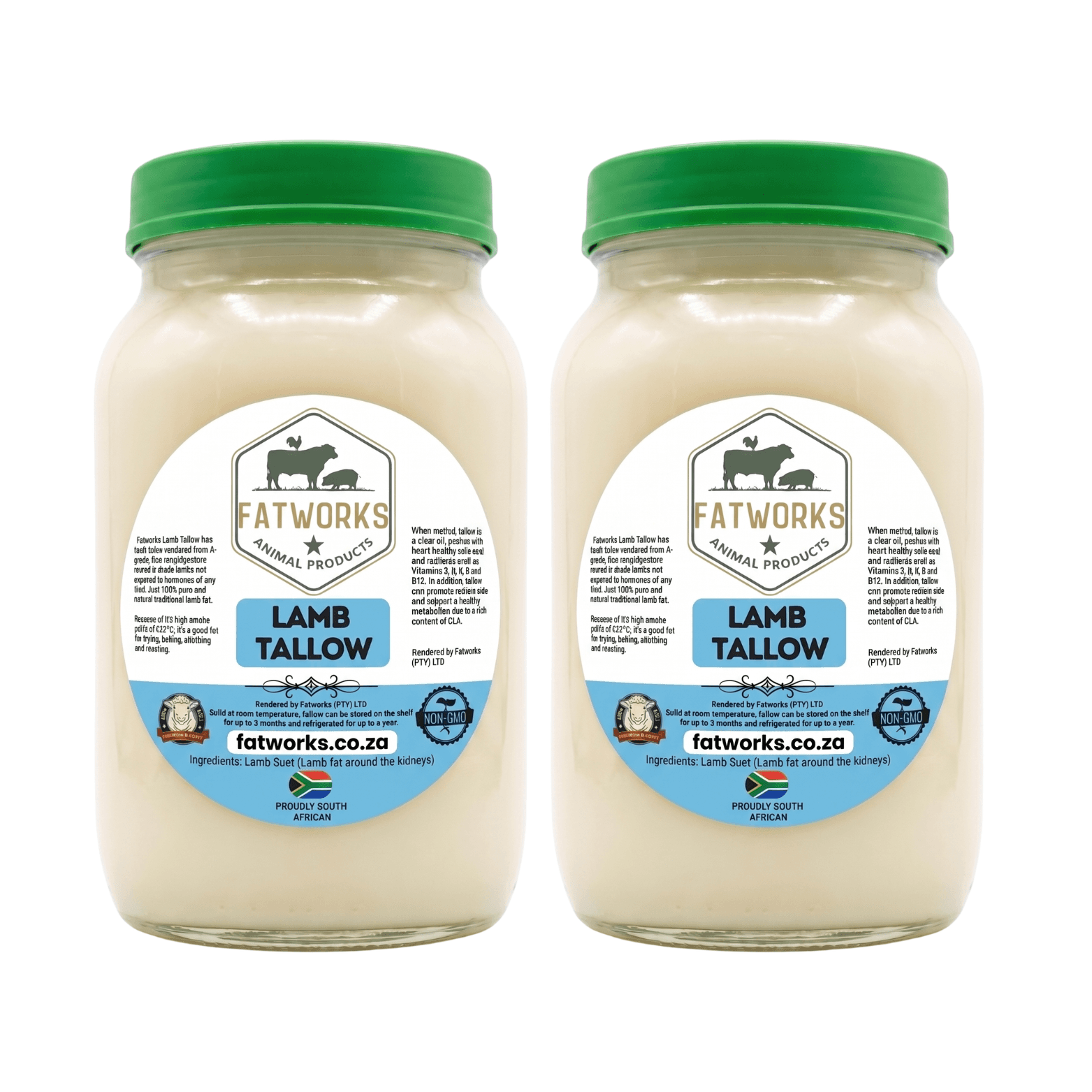 2 x 1L Lamb tallow in Consol Glass