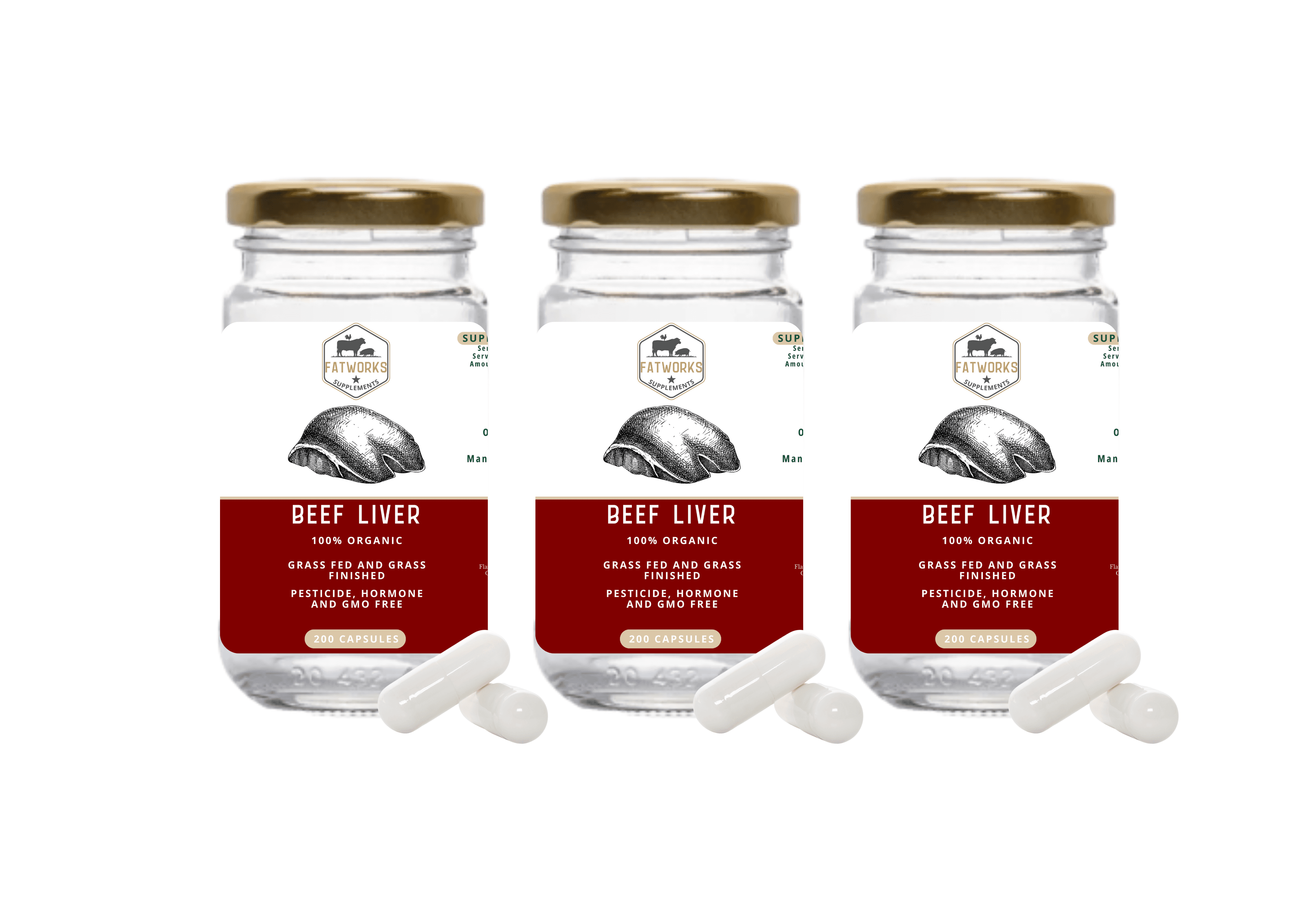 3 x Beef Liver, grass fed - 60 capsules each