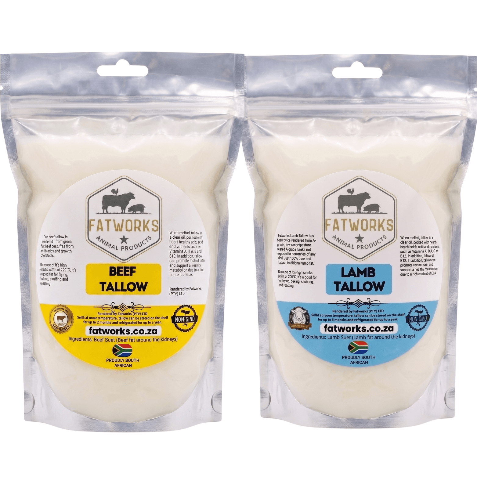 1kg Beef & 1kg Lamb Tallow pouches