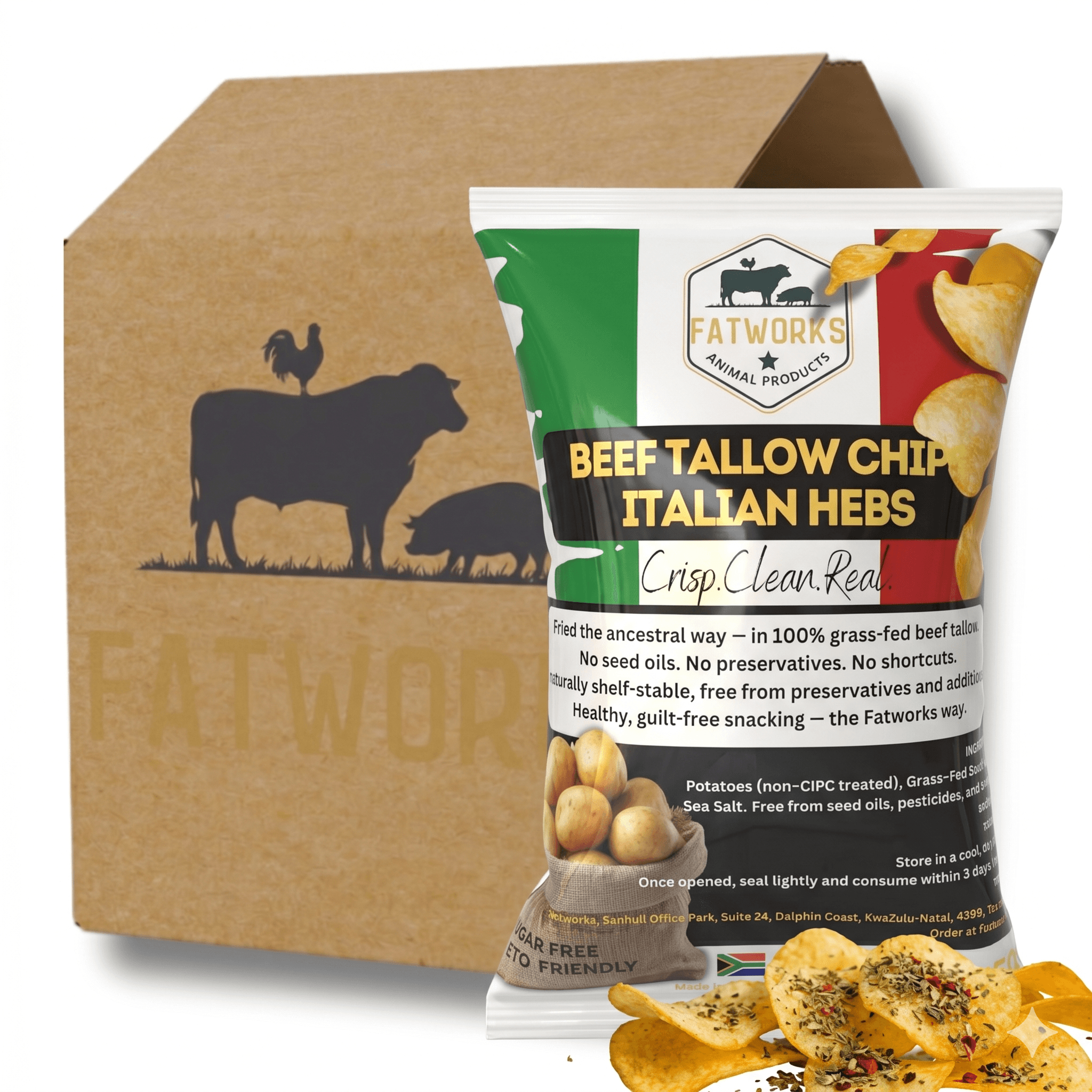 4 x 50g Italian Herbs Beef tallow chips