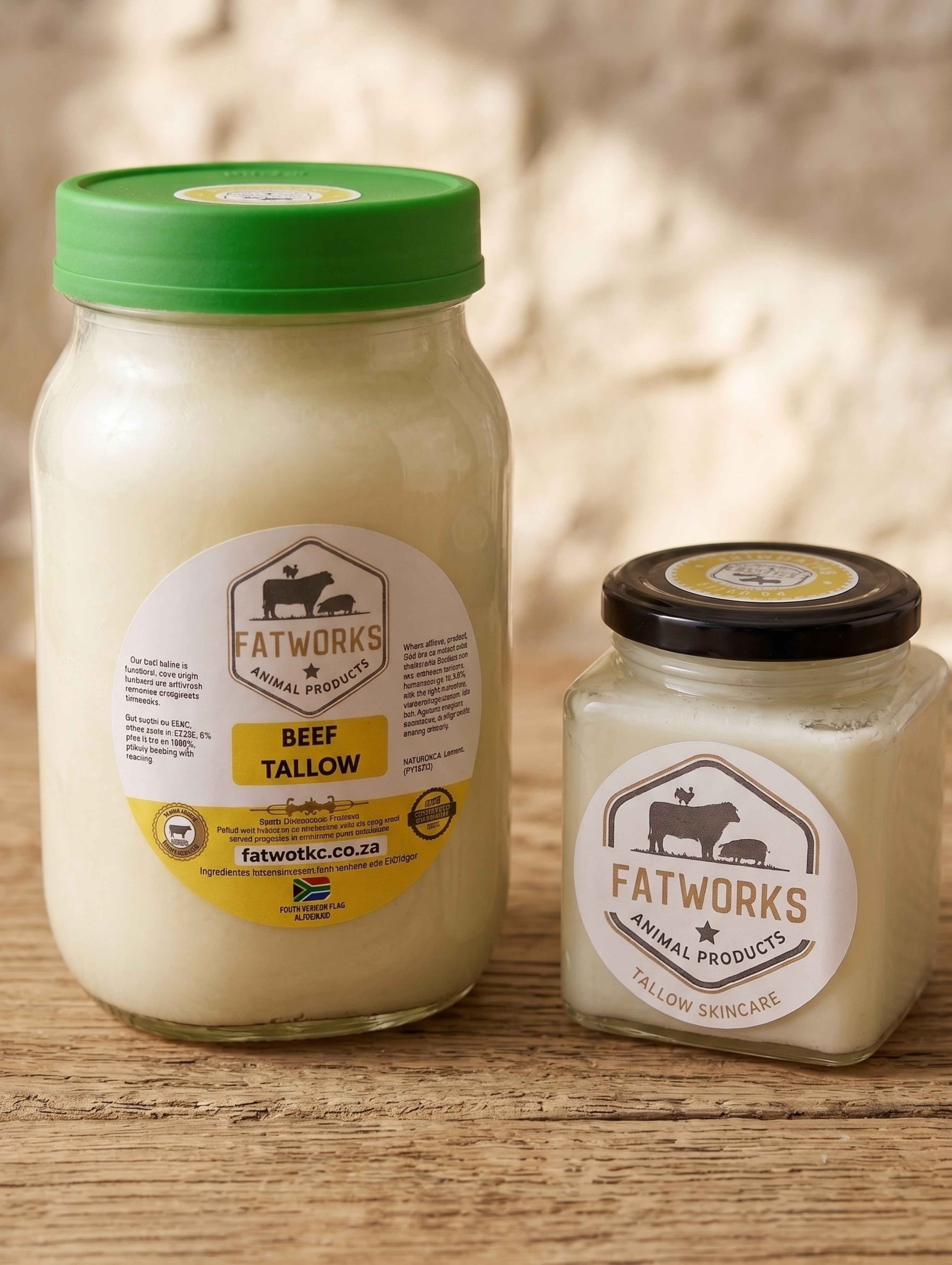 Tallow Bundle - Grass-Fed Beef Tallow (1L Consol Jar) + Pure Tallow Skincare (200g)