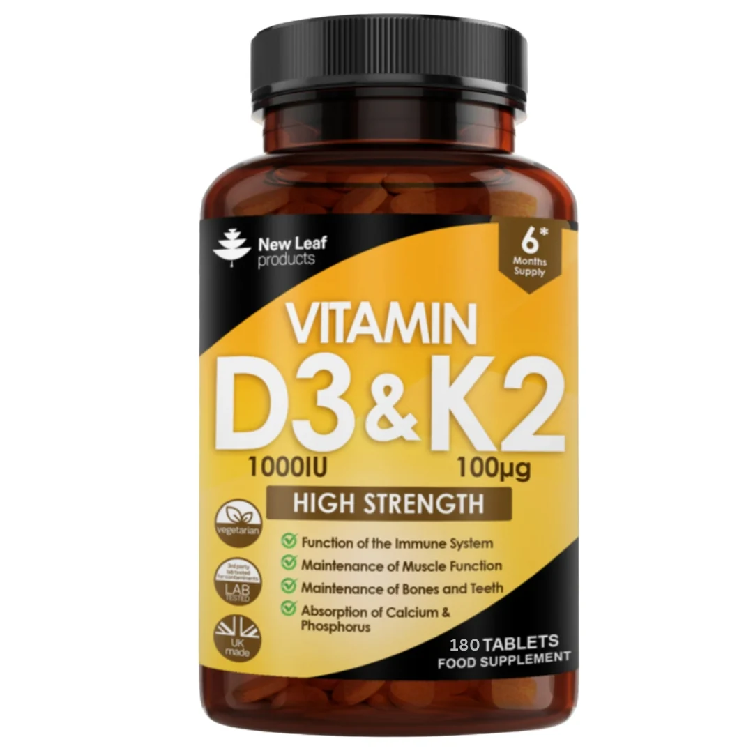 New Leaf Vitamin D3 & K2 High Strength - 180 Tablets
