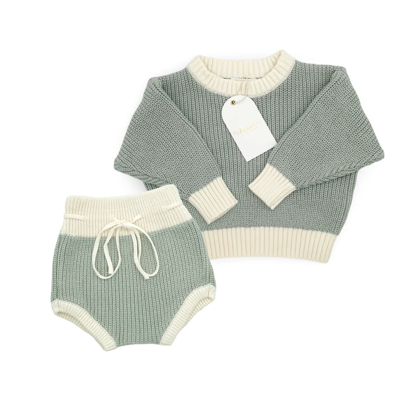 Knitted Jersey And Bloomers Set (0-6 Months) - Sage