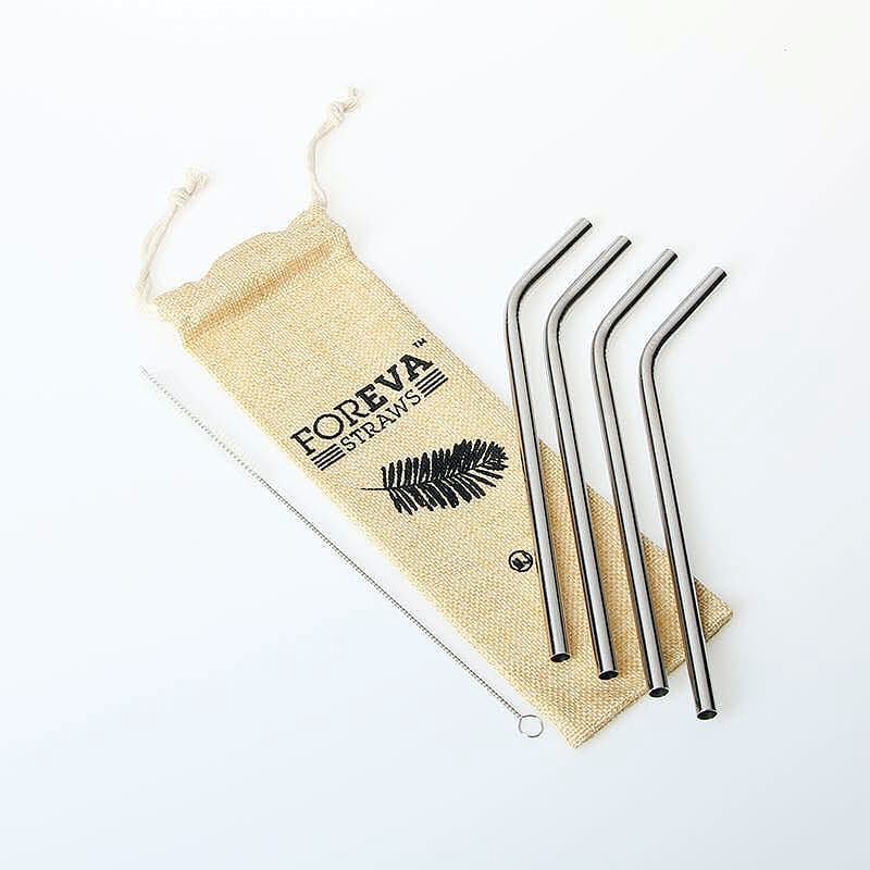 Foreva Straws Stainless Steel Straws Pack of 4
