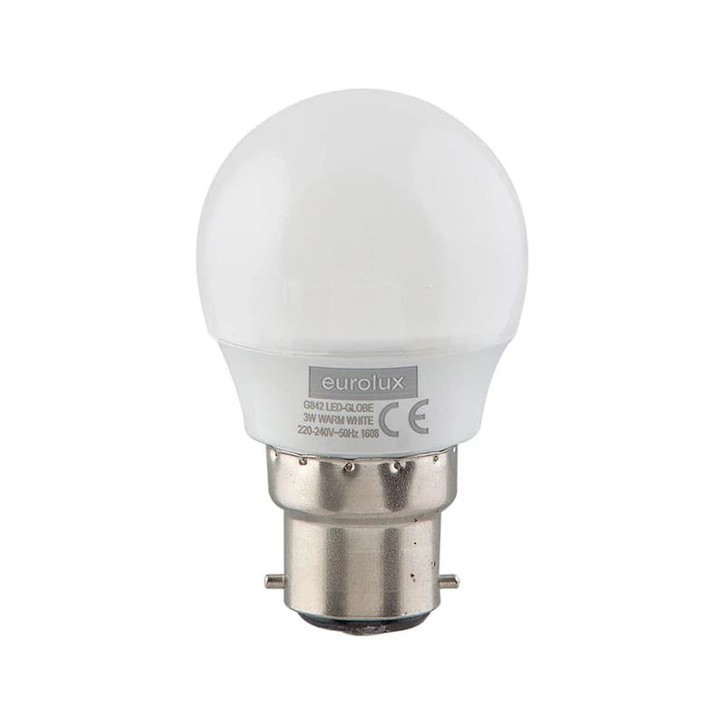 Eurolux 3W B22 Warm White Opal Golf Ball LED Bulb