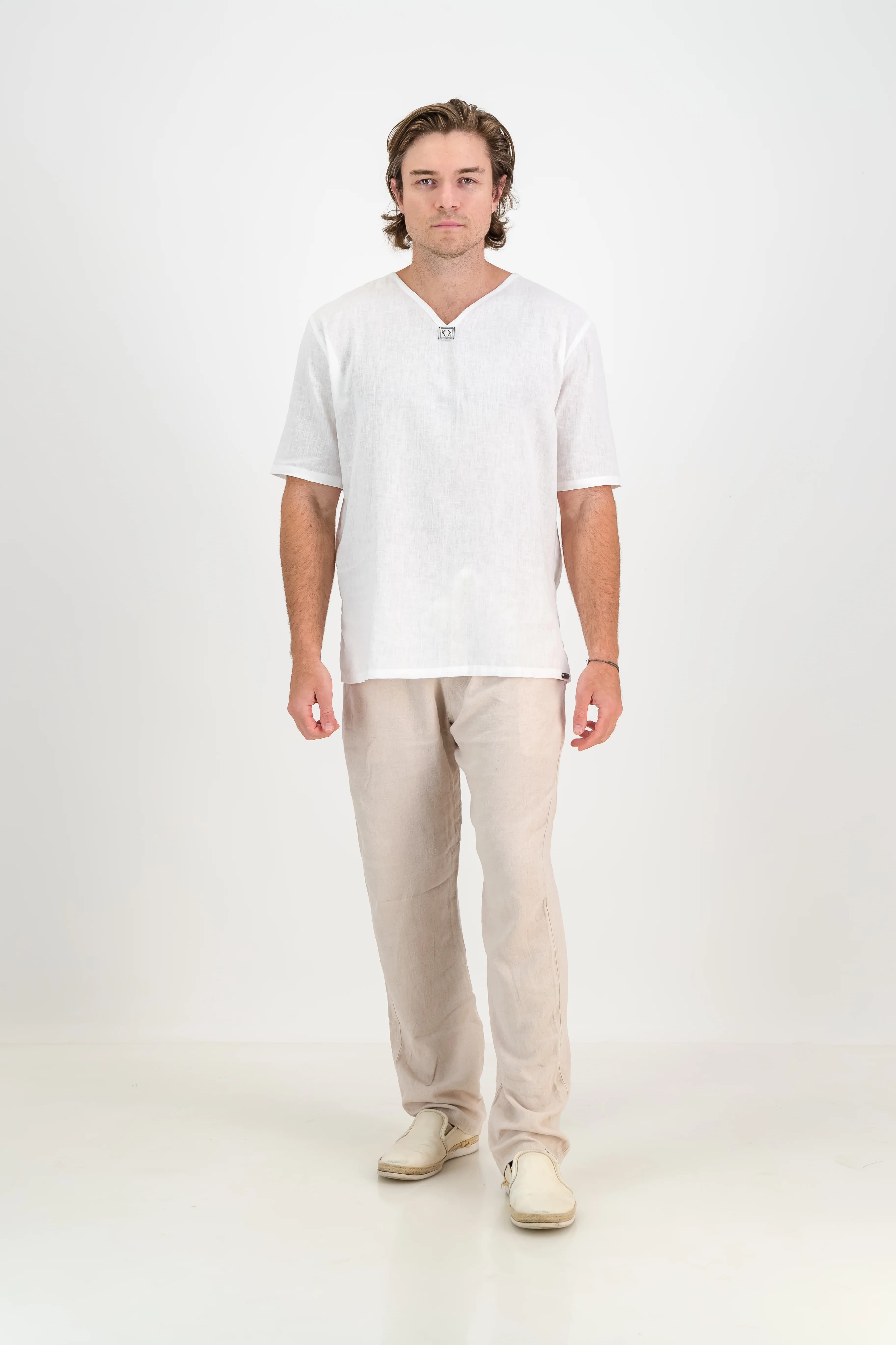 Mens Linen Trousers - Natural