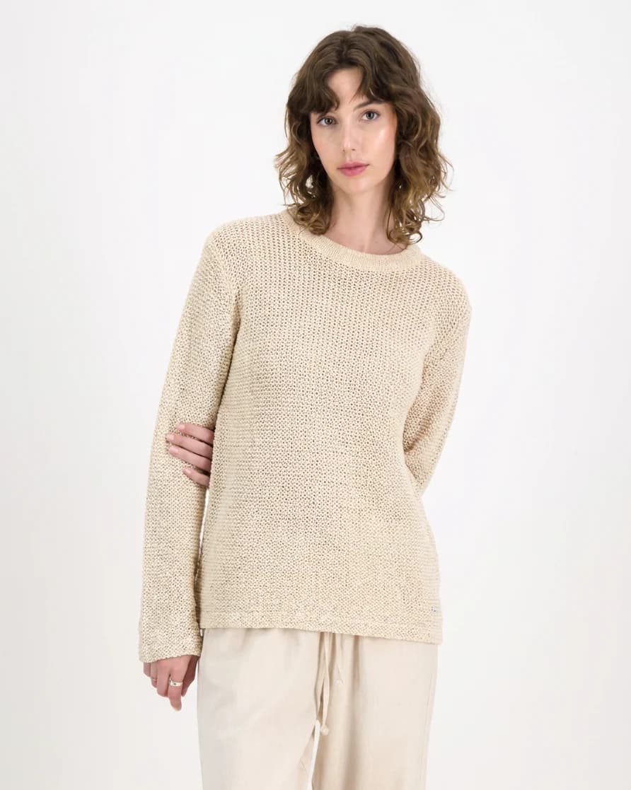 Ladies Thick Rib Round Neck Pullover - Cream