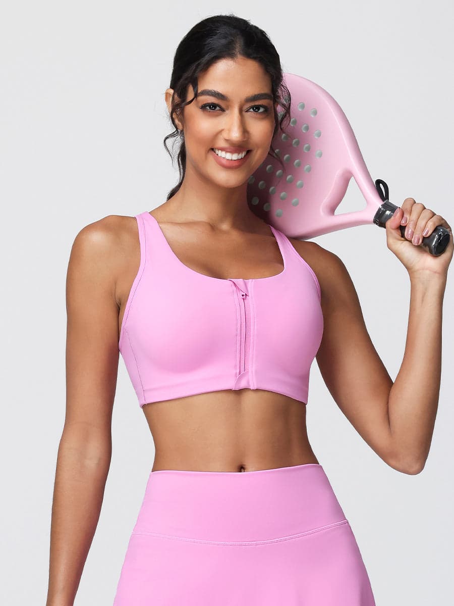 Zip Front Adjustable Strap Sports Bra – High Support Activewear