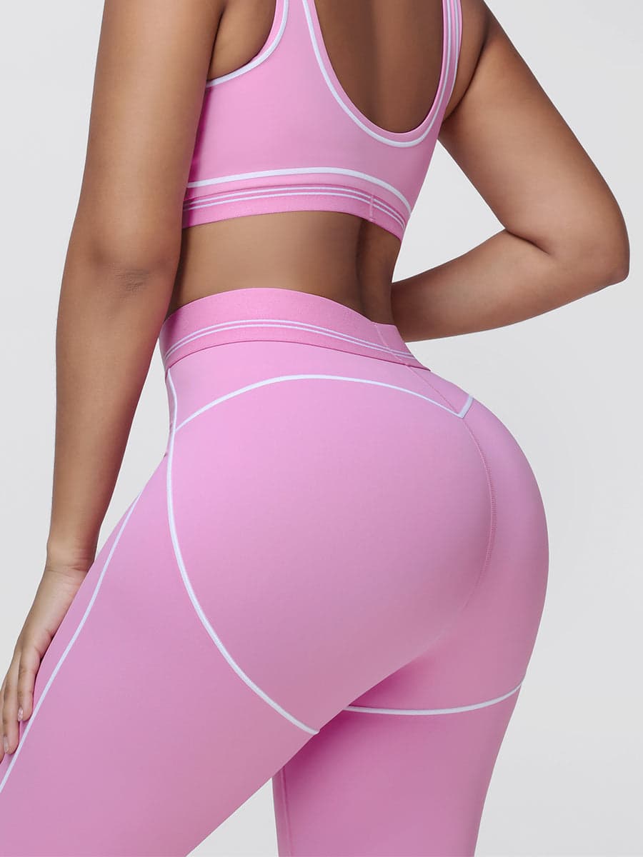 High Waisted Booty Sculpting Leggings for Women with Contrast Piping