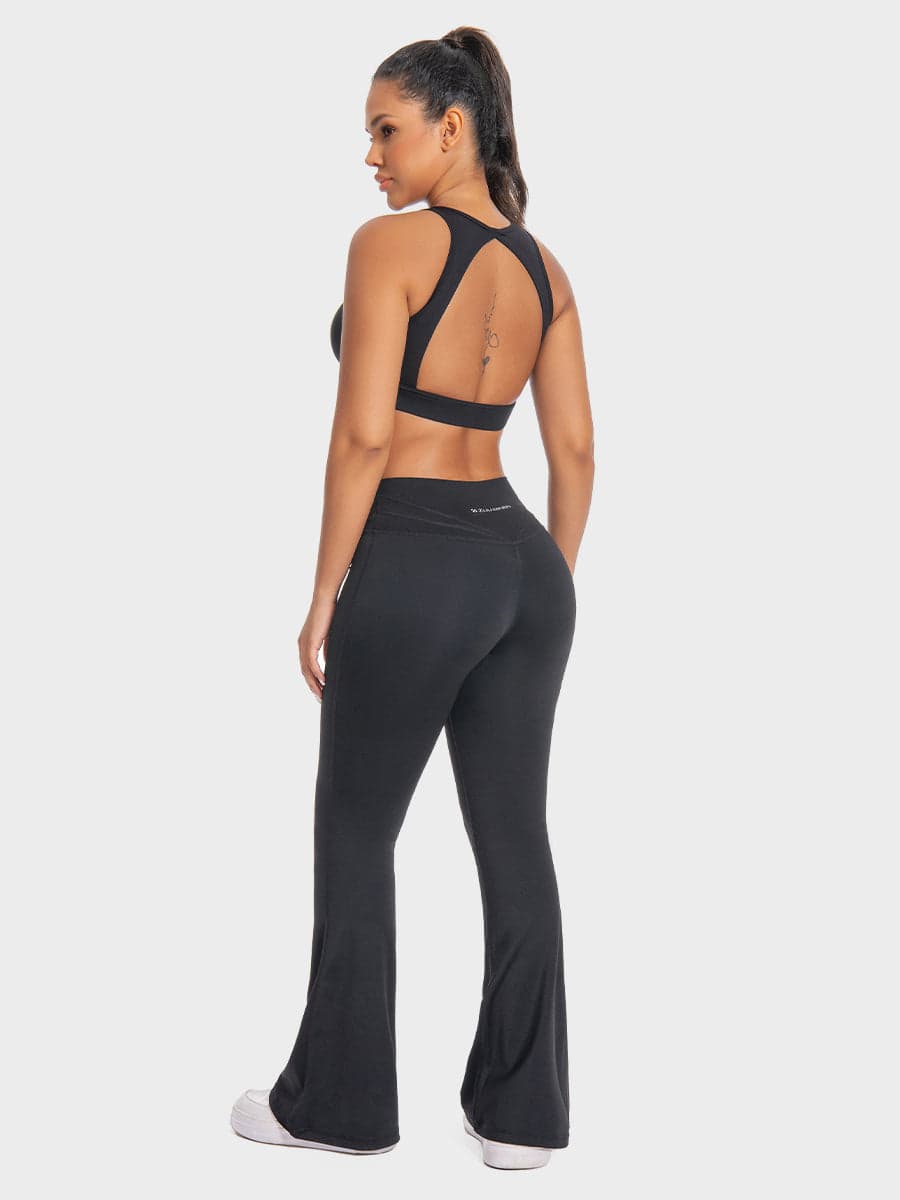 Flare Leg Yoga Set Casual Athleisure Two Piece