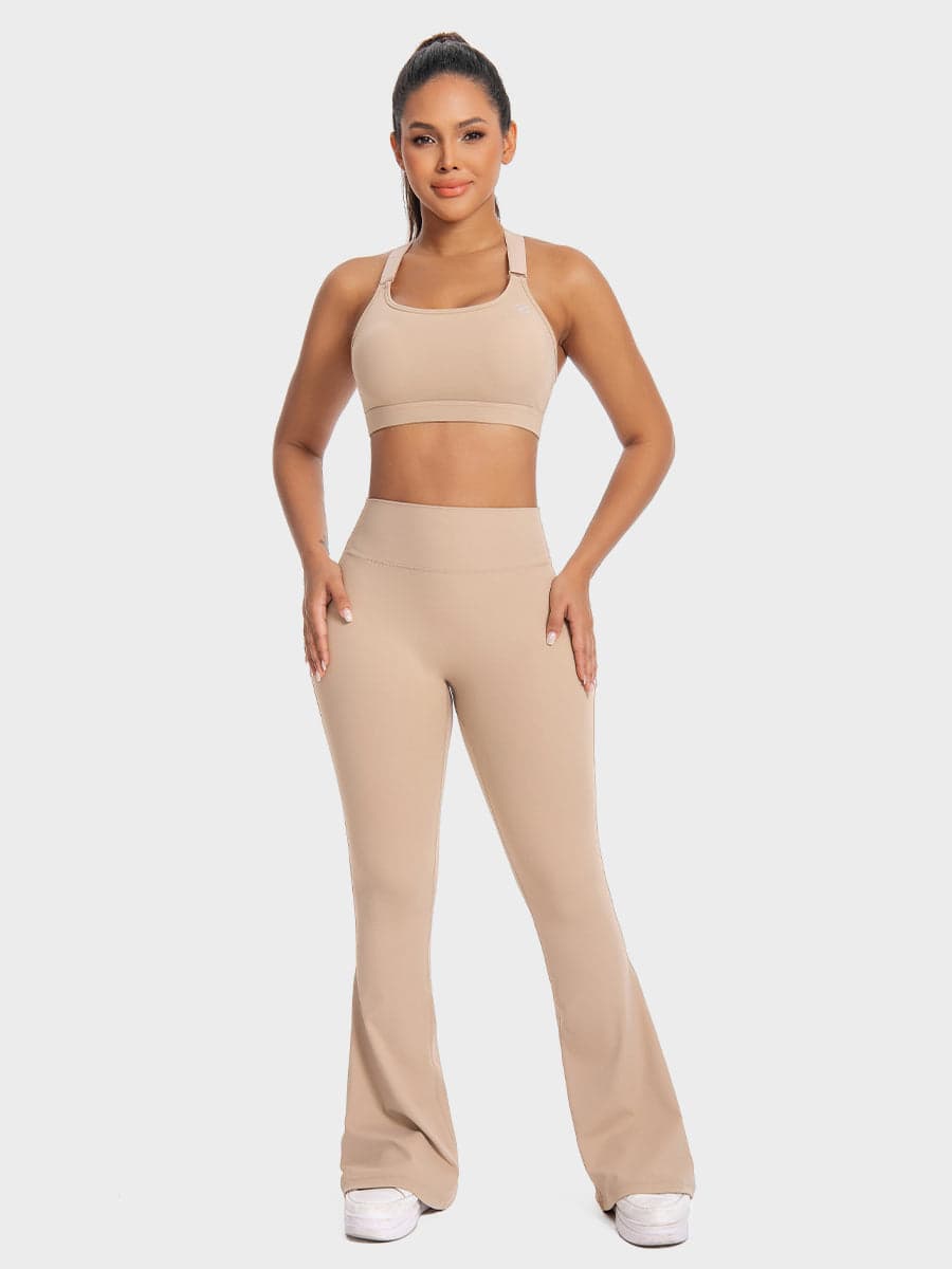 High-Support Active Wear Beige Matching Set