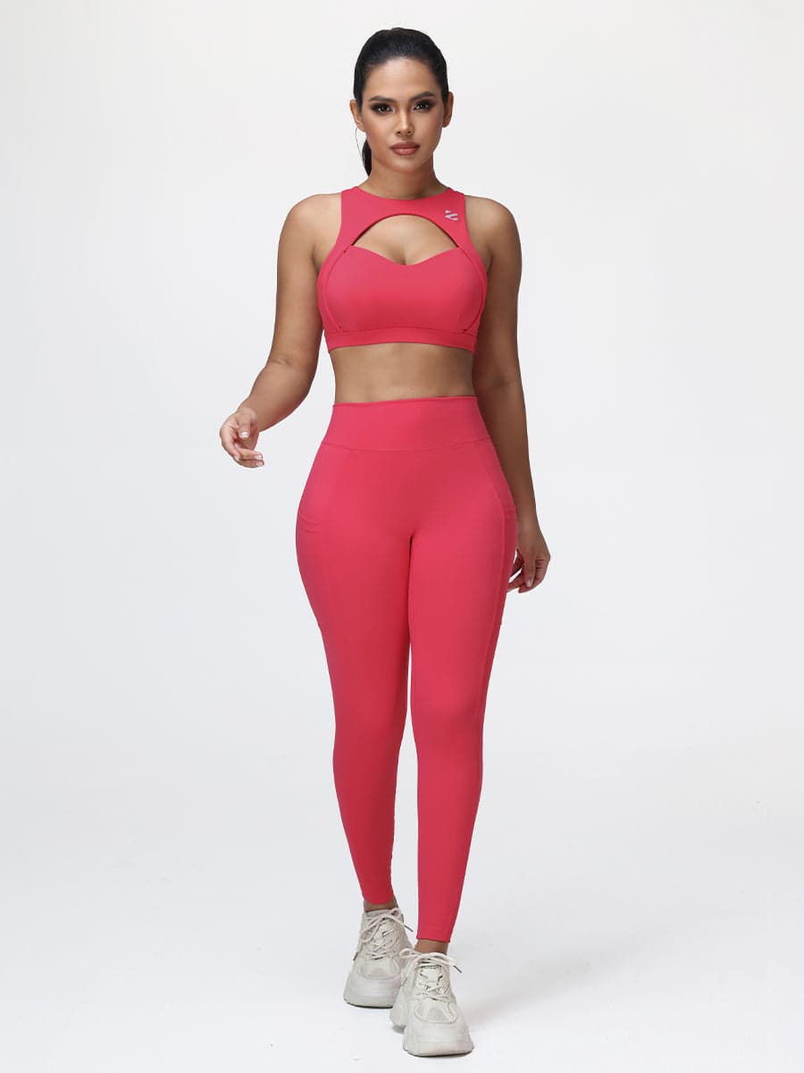 Women’s High-Support Gym Set with Racerback Sports Bra and V-Back Leggings