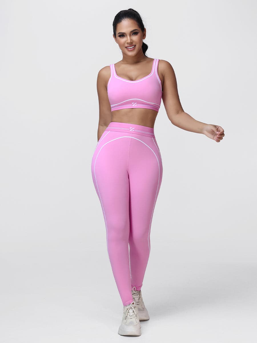Contrast Piping Gym Set for Women