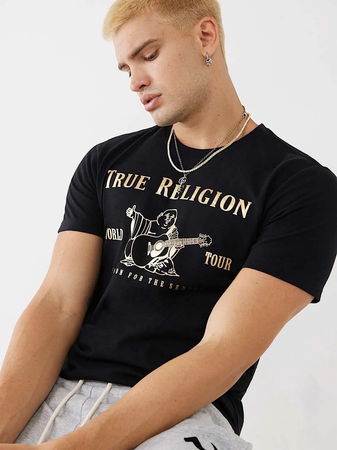 True Religion T-Shirt Buddha Logo Ss Black/White