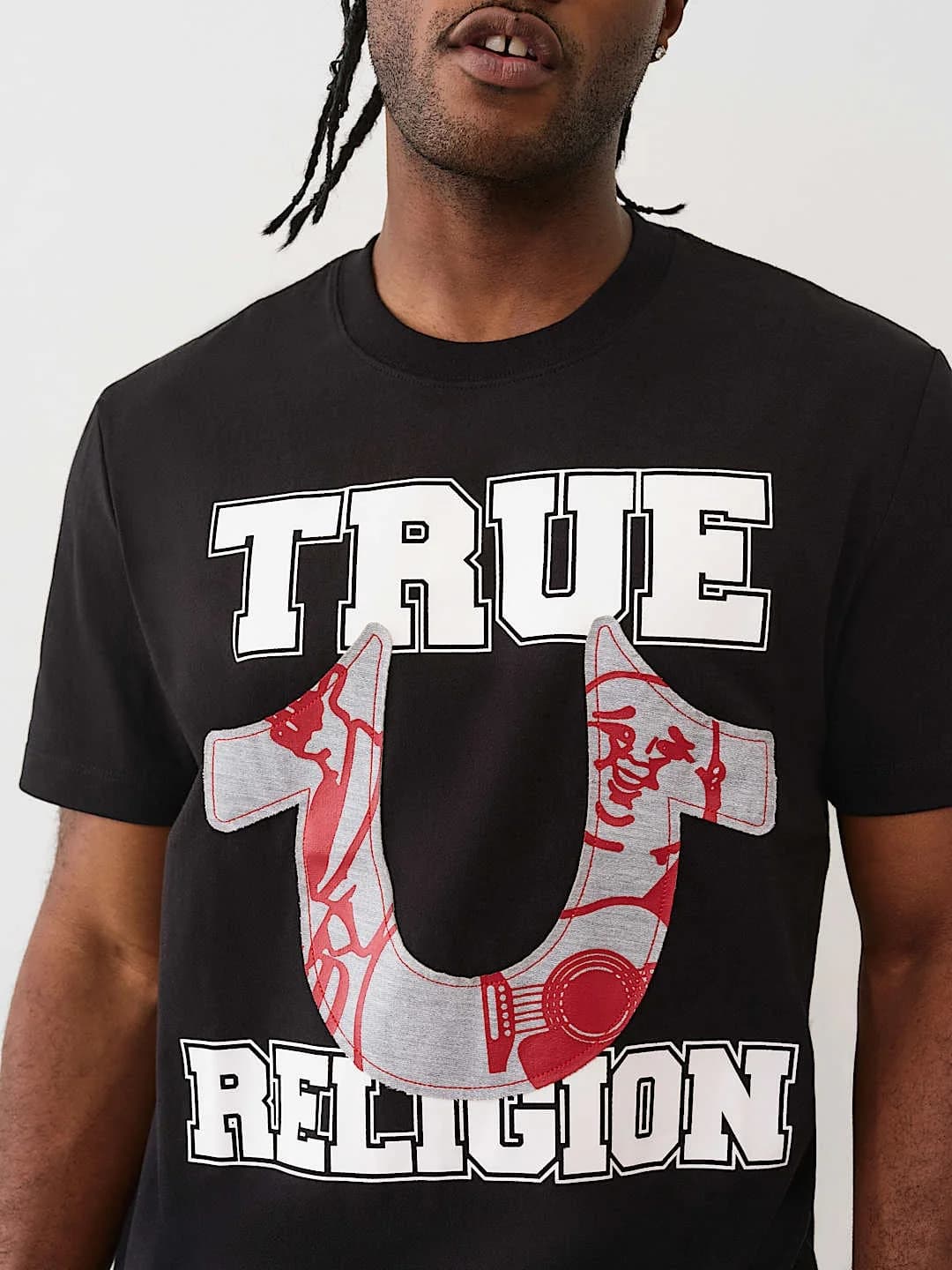 True Religion T-Shirt Terry Applique Jet Black