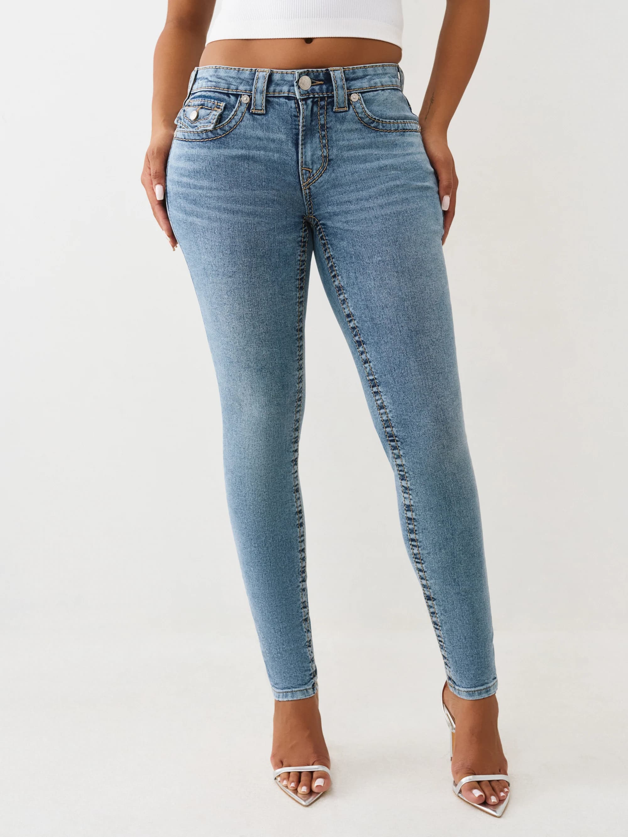 True Religion Jennie Big T Mr Flap Skinny Light Peppermint Wash